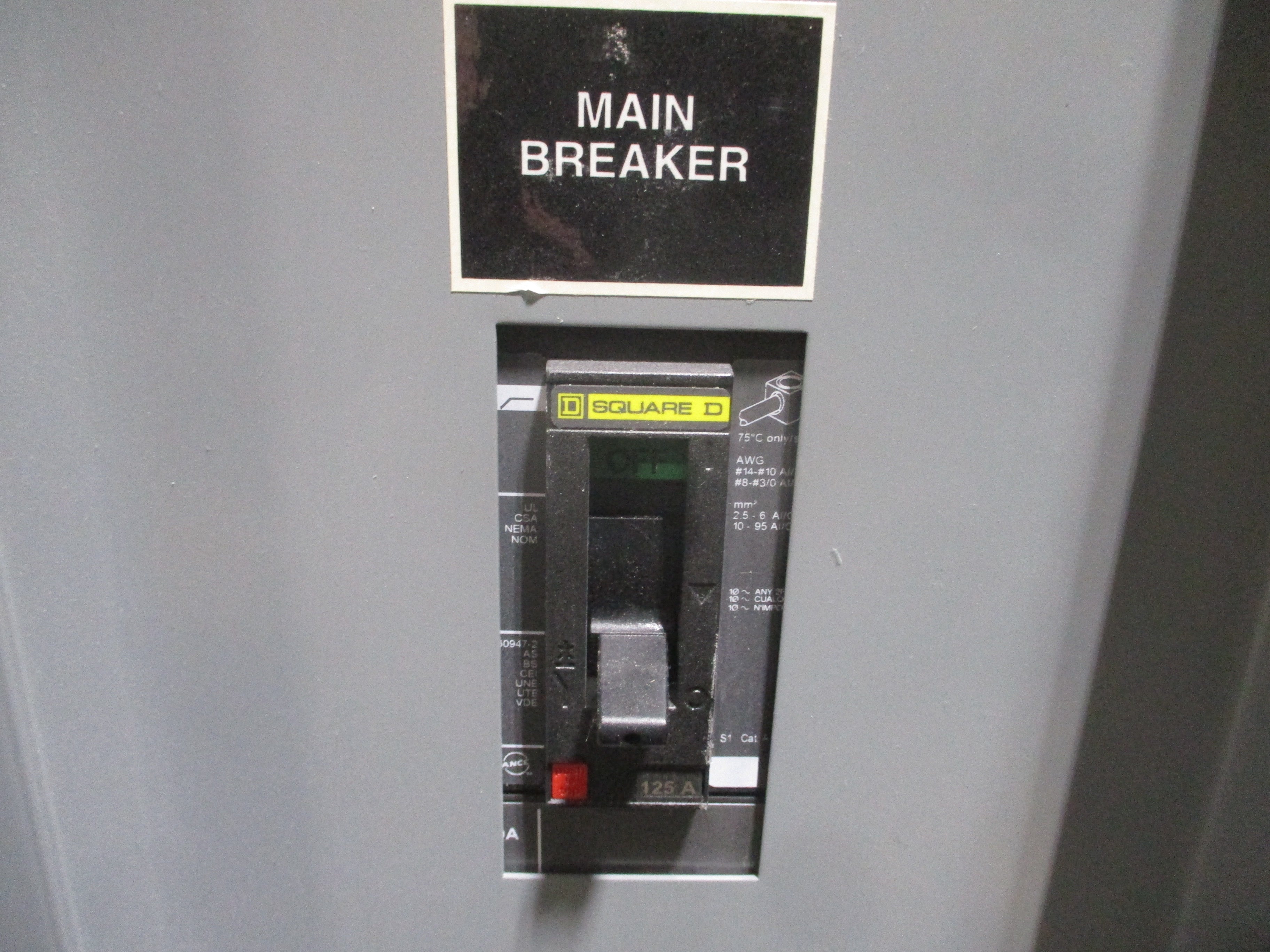 Square D Main Breaker Circuit Breaker Panel 12224323970080001 125A Main 125A Max