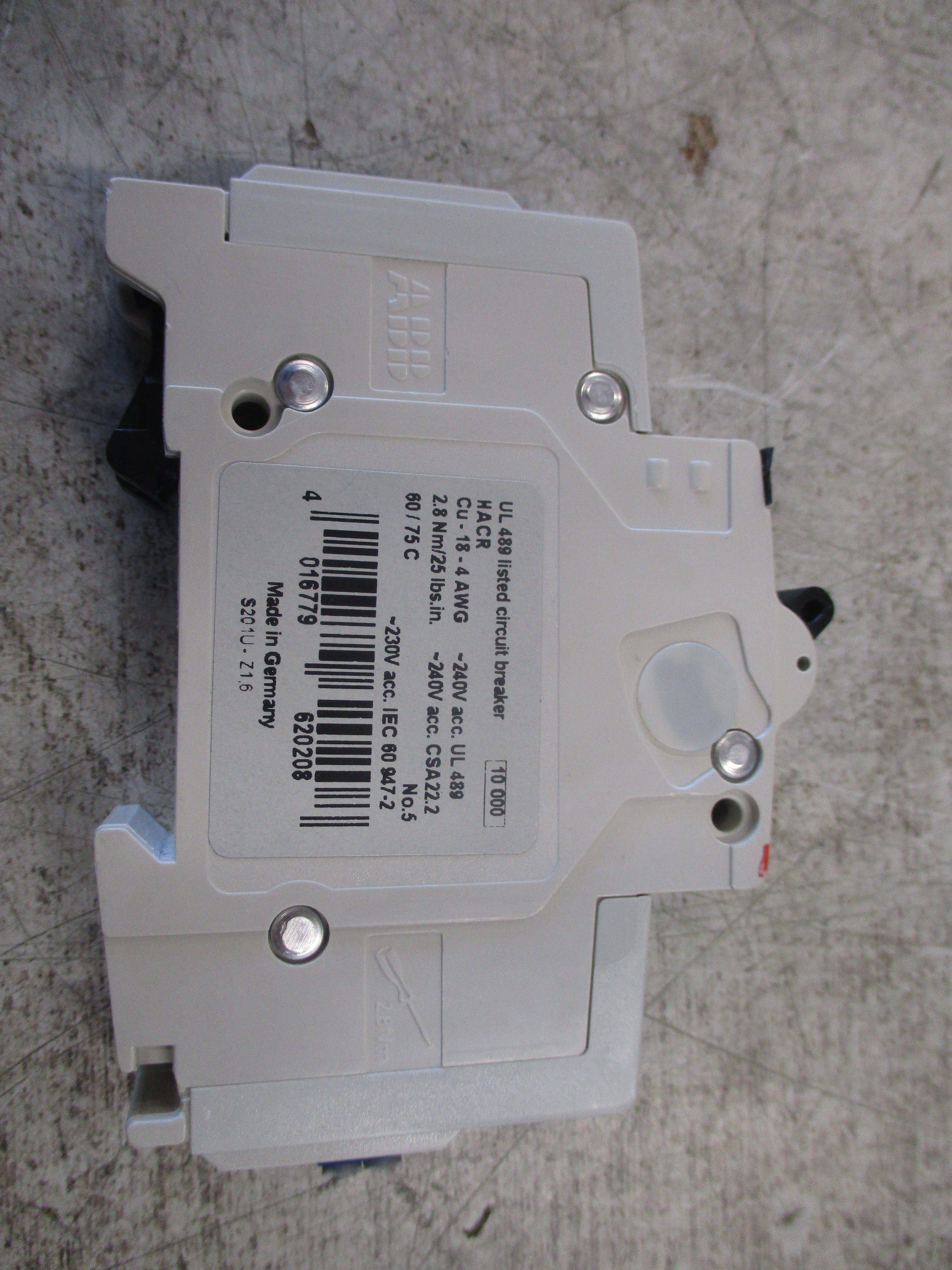 ABB Circuit Breaker S201U-Z1.6 1.6A 240V 1P Used