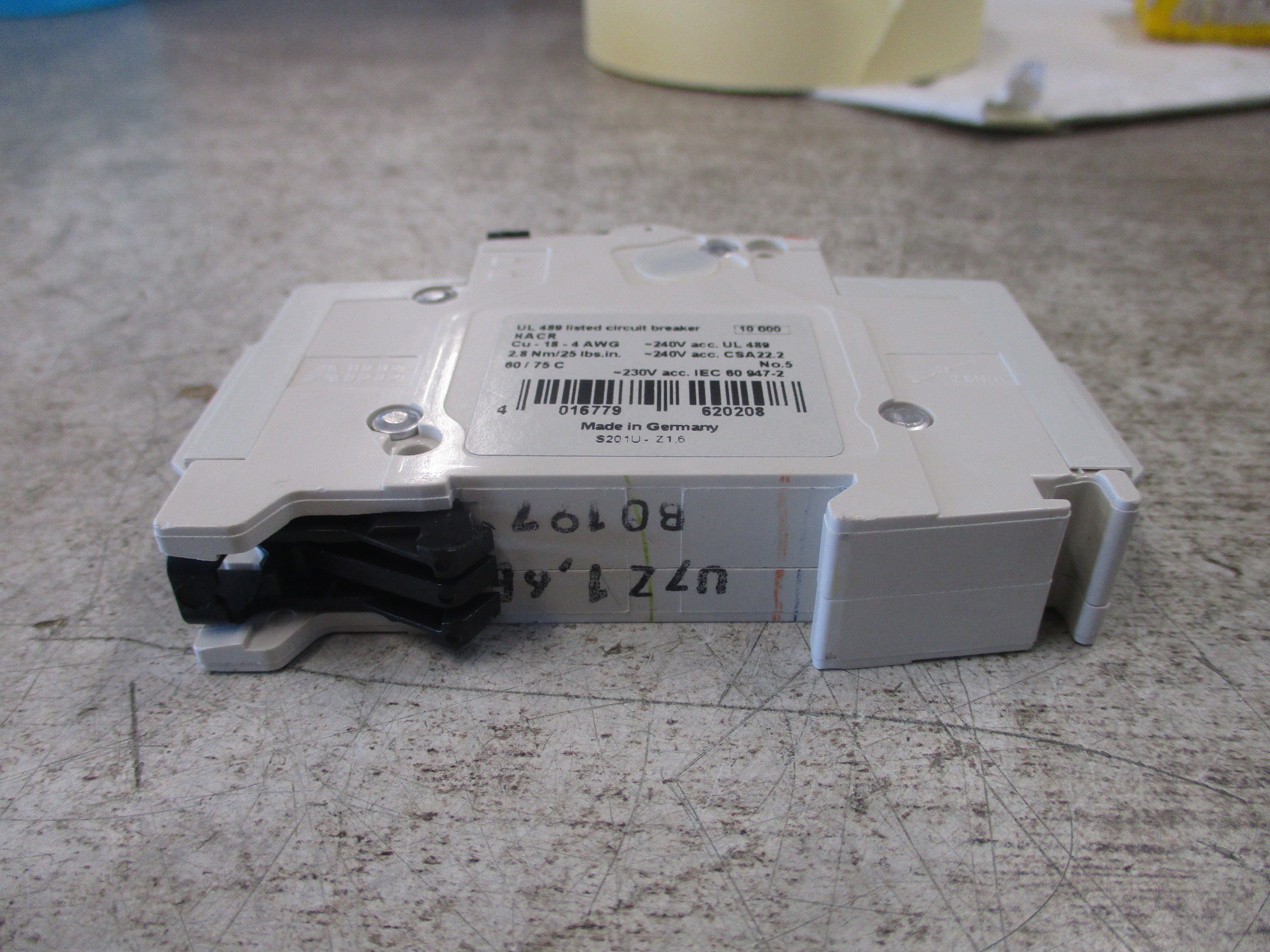 ABB Circuit Breaker S201U-Z1.6 1.6A 240V 1P Used