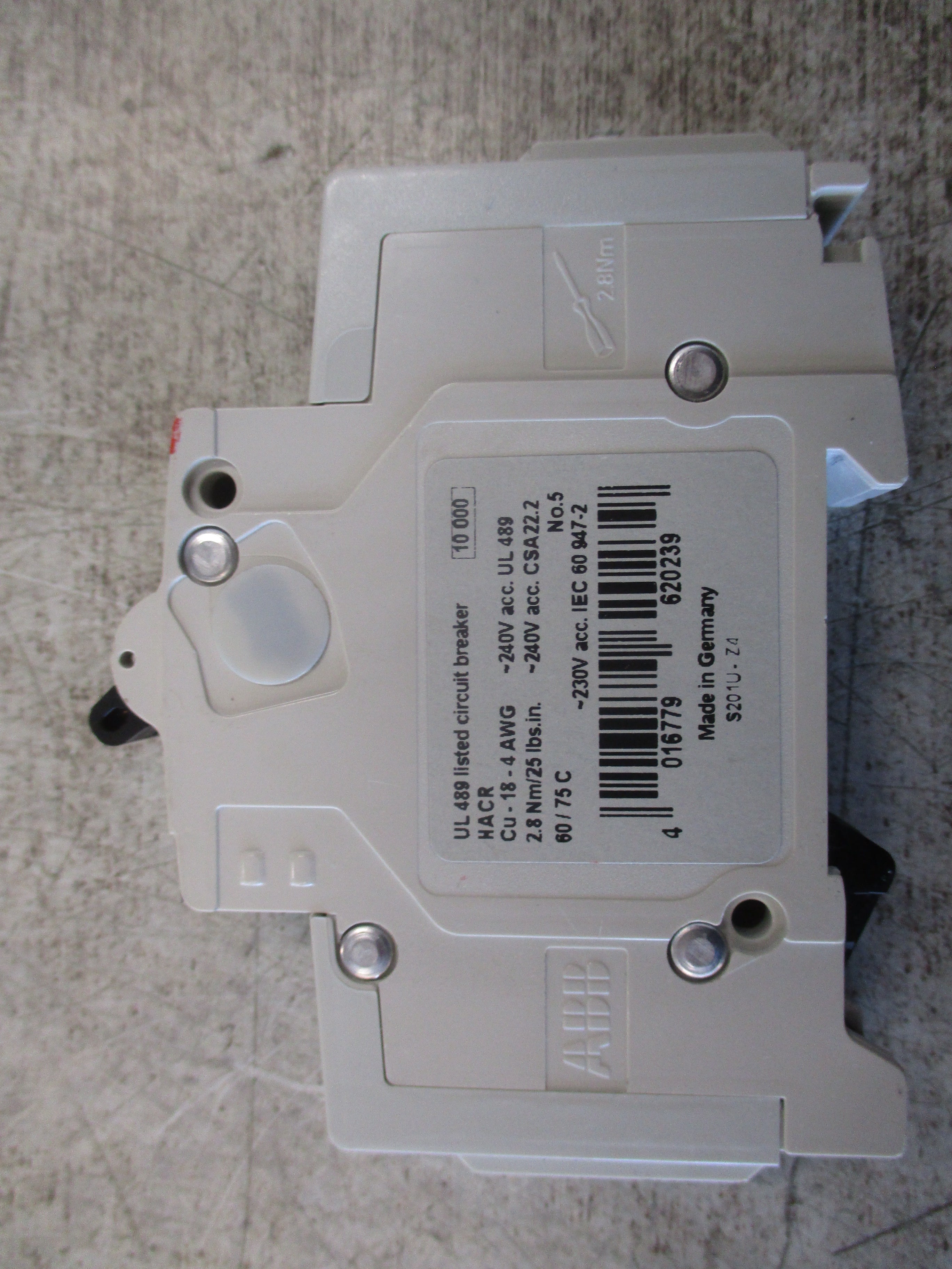 ABB Circuit Breaker S201U-Z4 4A 240V 1P Used