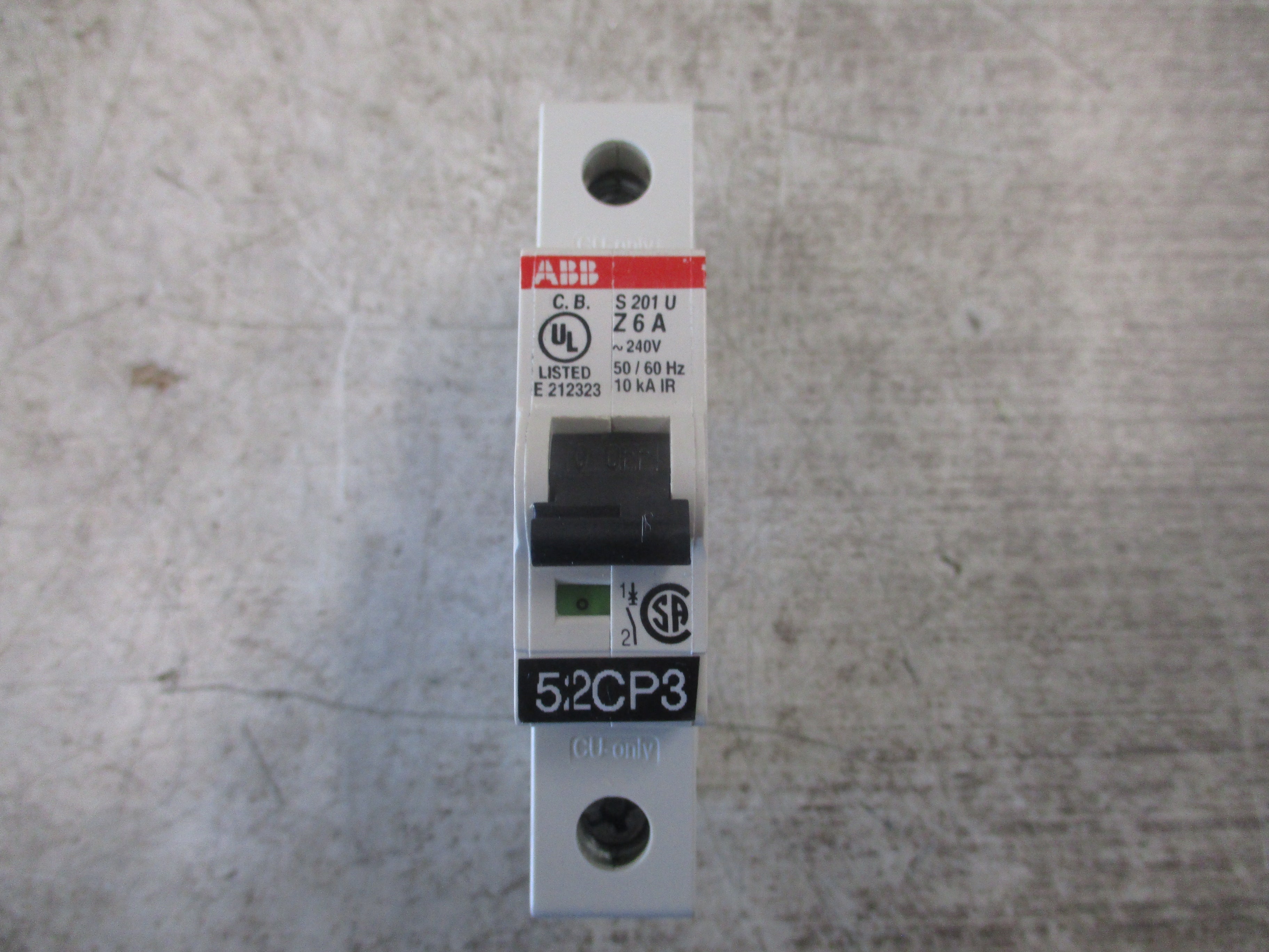 ABB Circuit Breaker S201U-Z6 6A 240V 1P Used