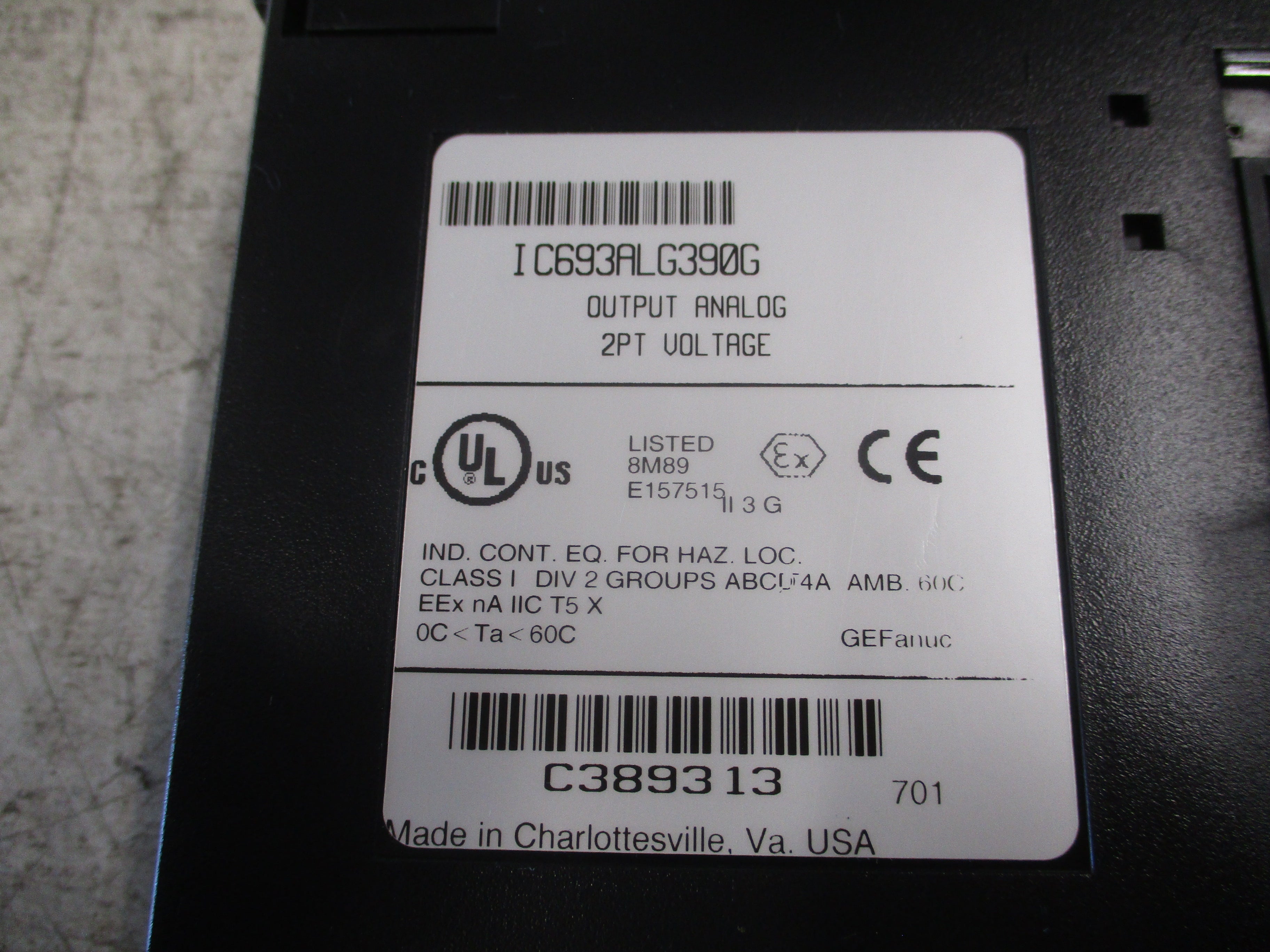 GE Fanuc Analog Output Module IC693ALG390G 2-PT Used