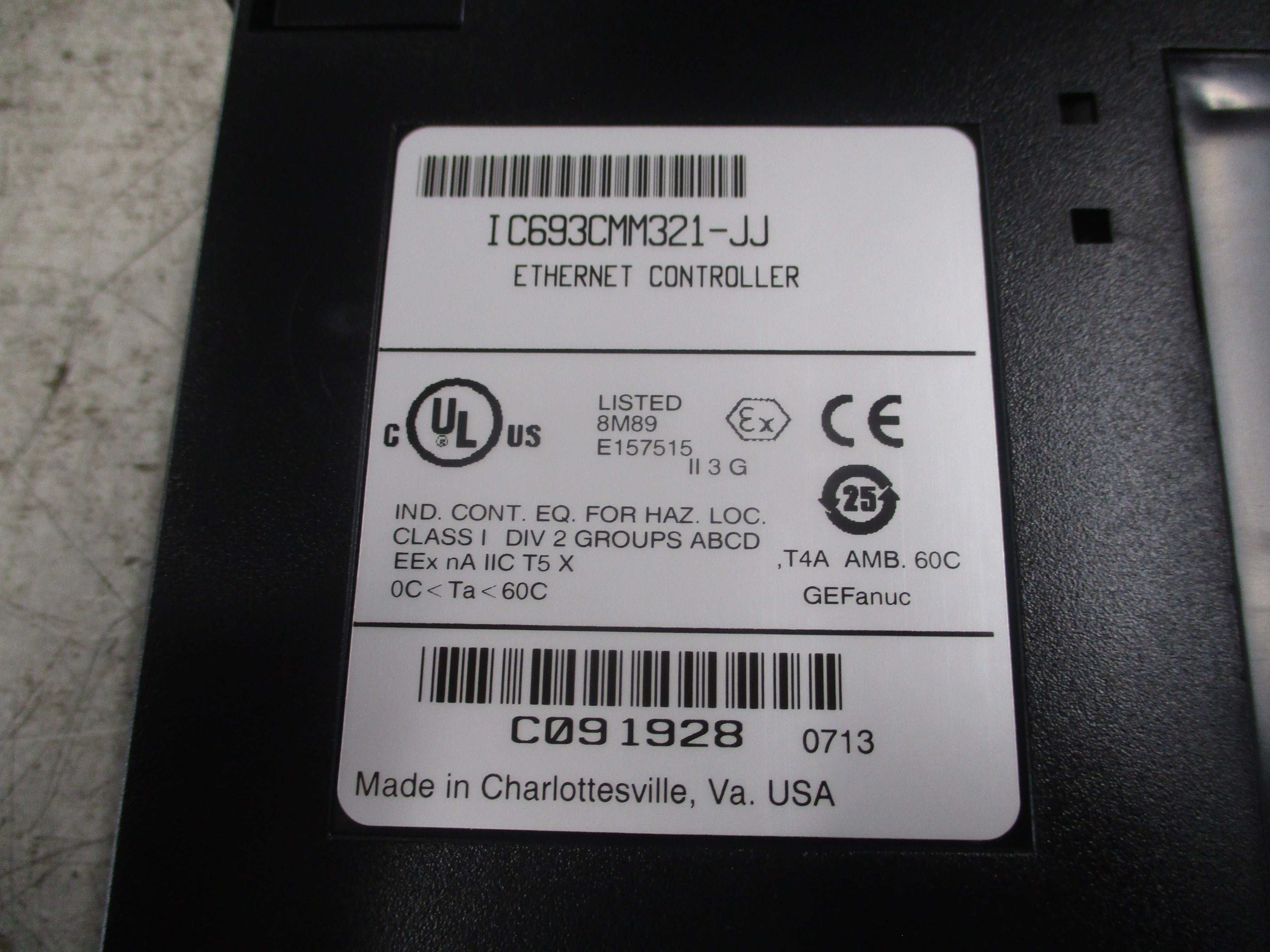 GE Fanuc Ethernet Controller Module IC693CMM321-JJ Used