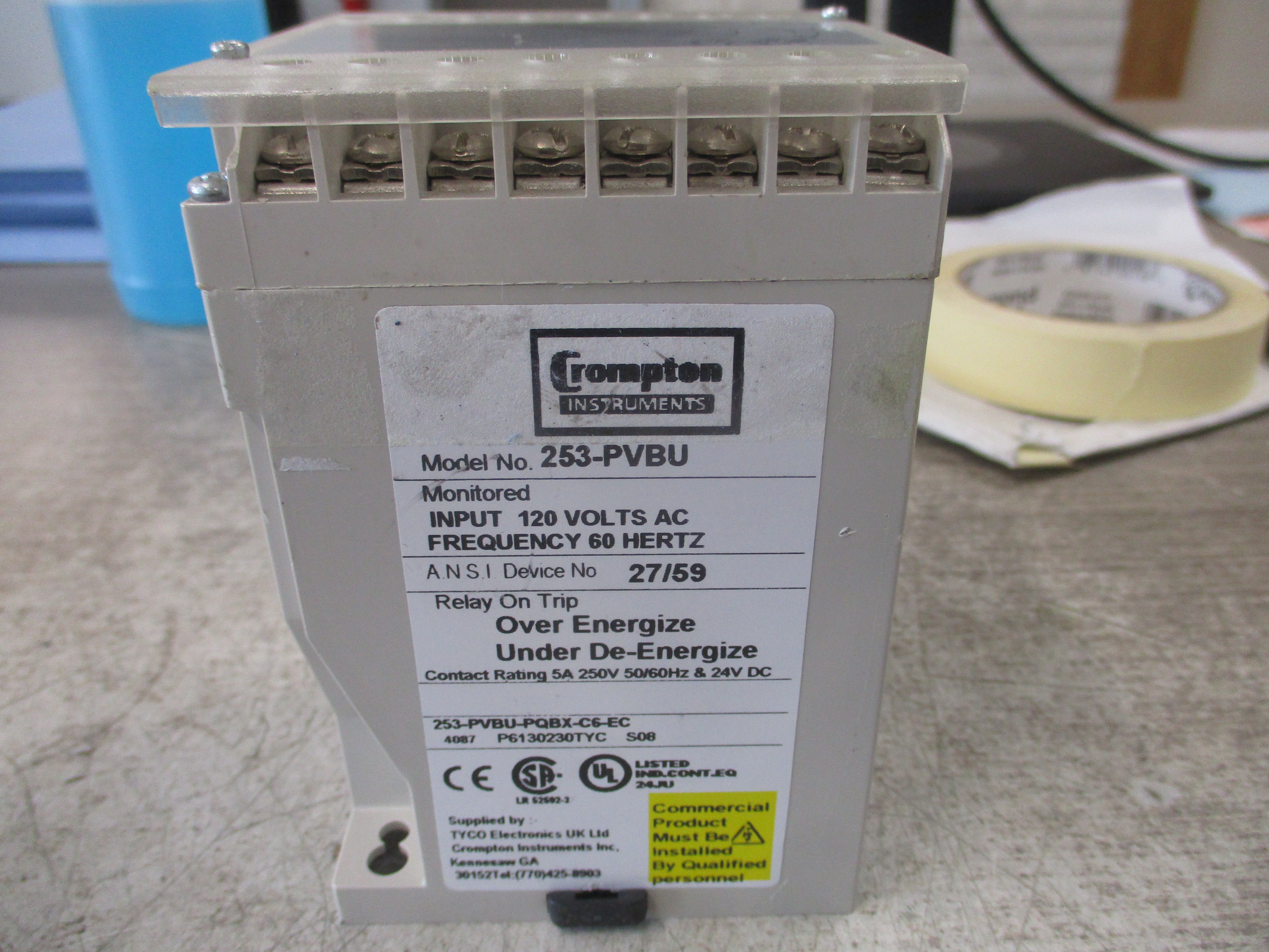Crompton Protector Relay 253-PVBU-PQBX-C6-EC 120V 60Hz Used