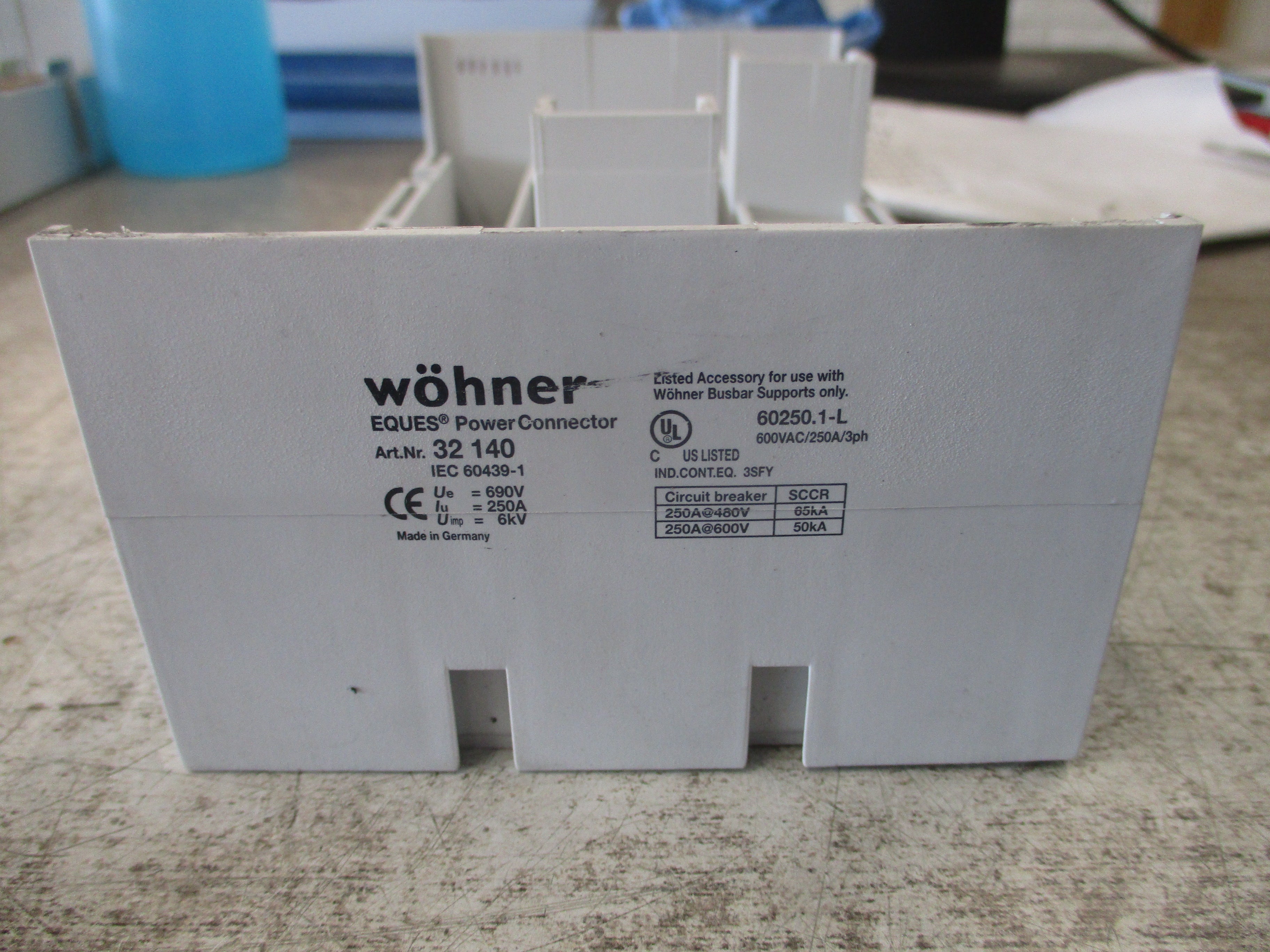 Wohner EQUES Power Connector Buss Adapter 32 140 250A 600V 3Ph Used