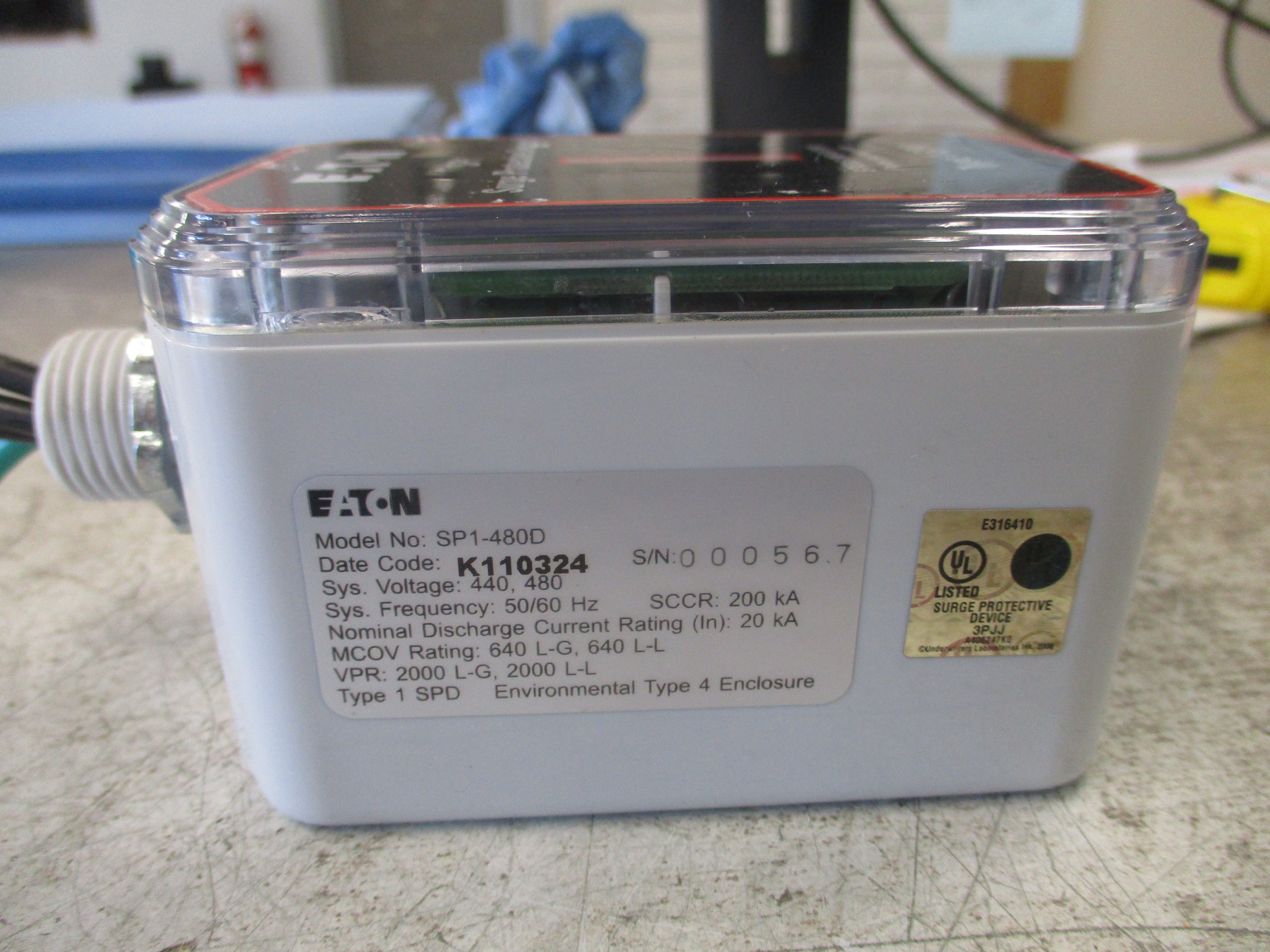 Eaton Surge Protective Device SP1-480D 440/480V 50/60Hz MCOV: 640V L-G , L-L
