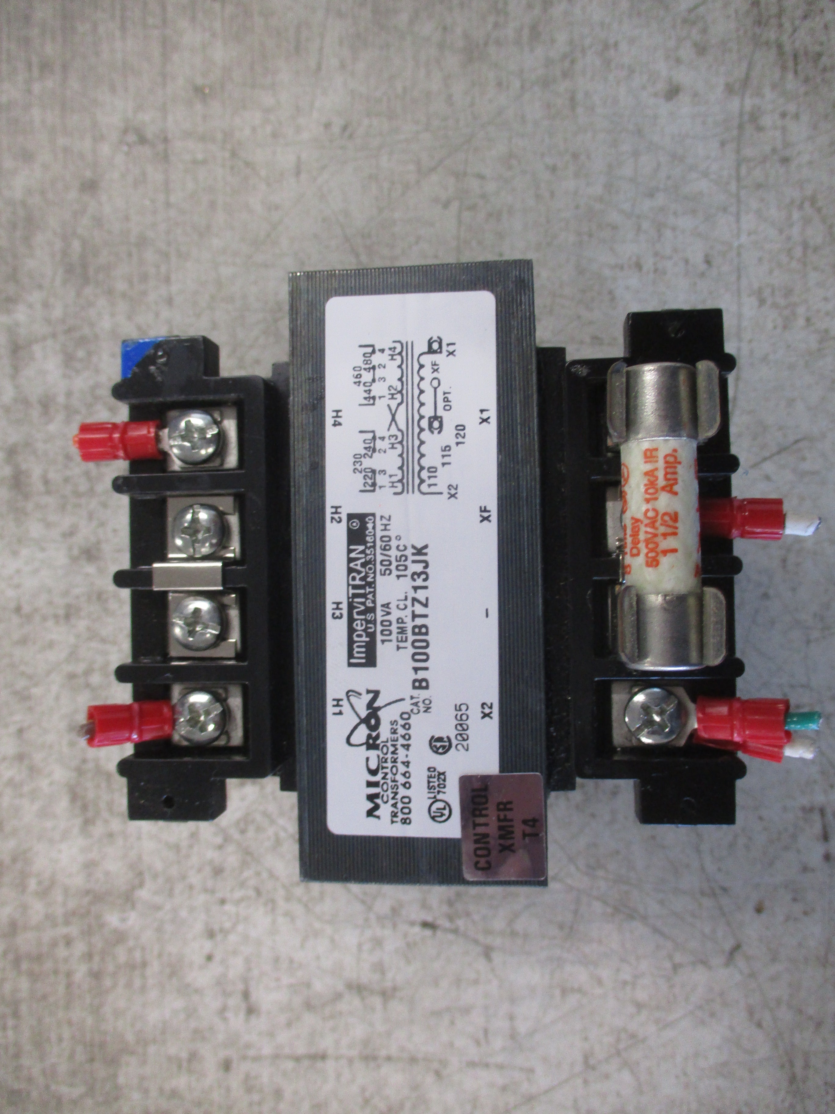 Micron ImperviTRAN Control Transformer B100BTZ13JK 100VA Pri: 240/480V