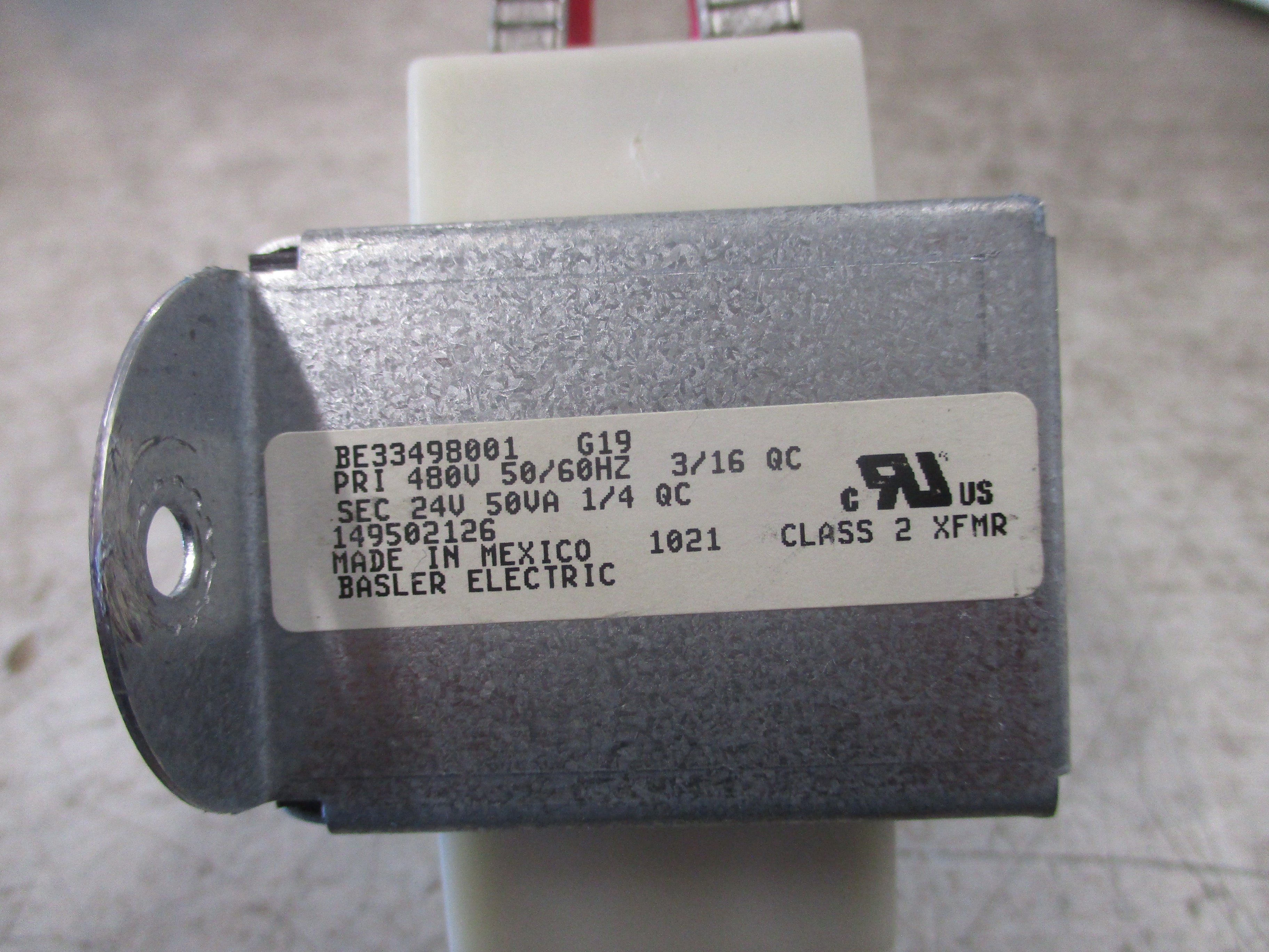 Basler Transformer BE33498001 G19 50VA Pri: 480V Sec: 24V 50/60Hz Used