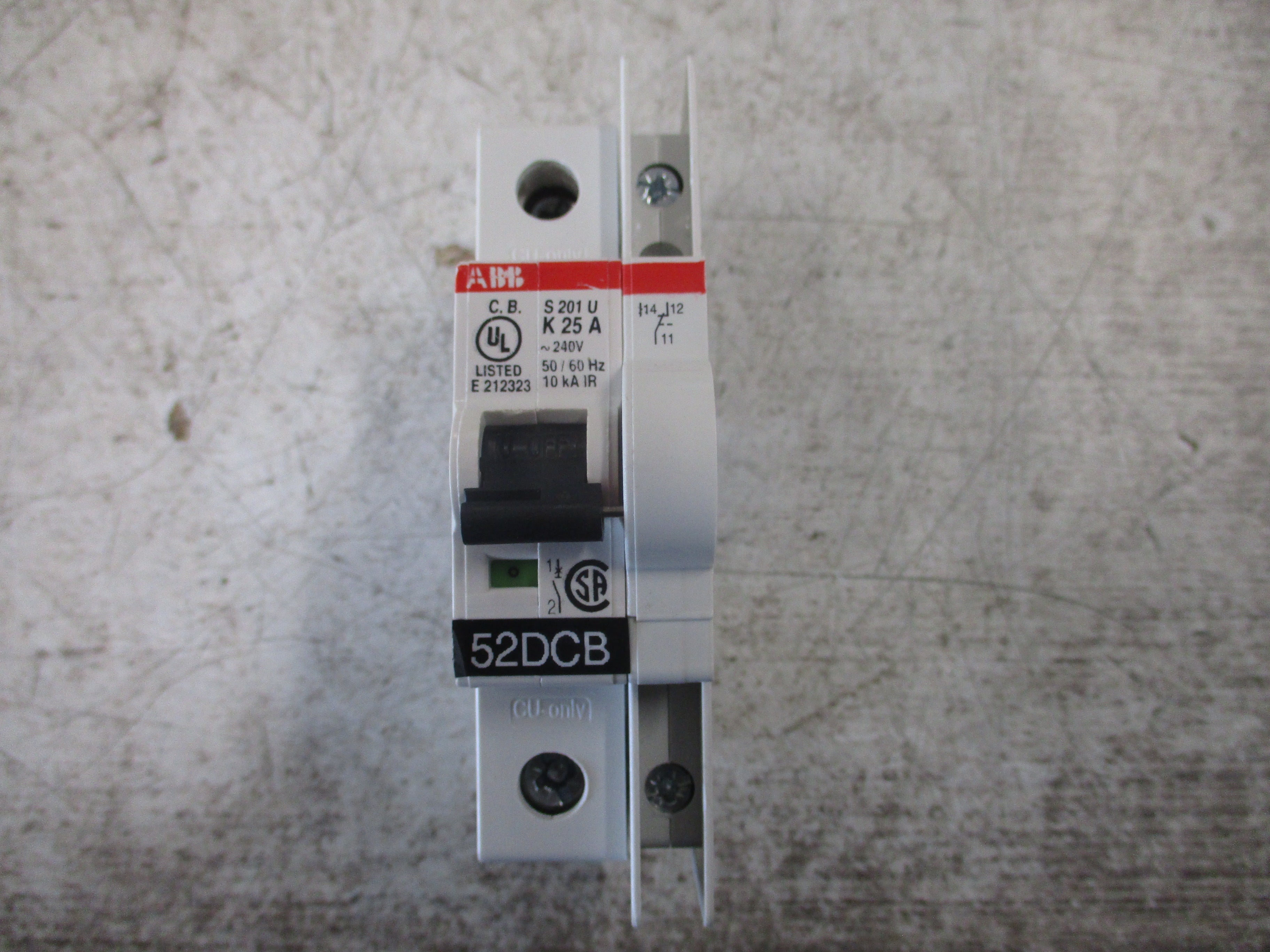 ABB Circuit Breaker S201U-K25 25A 240V W/Adder Pole 2P Used