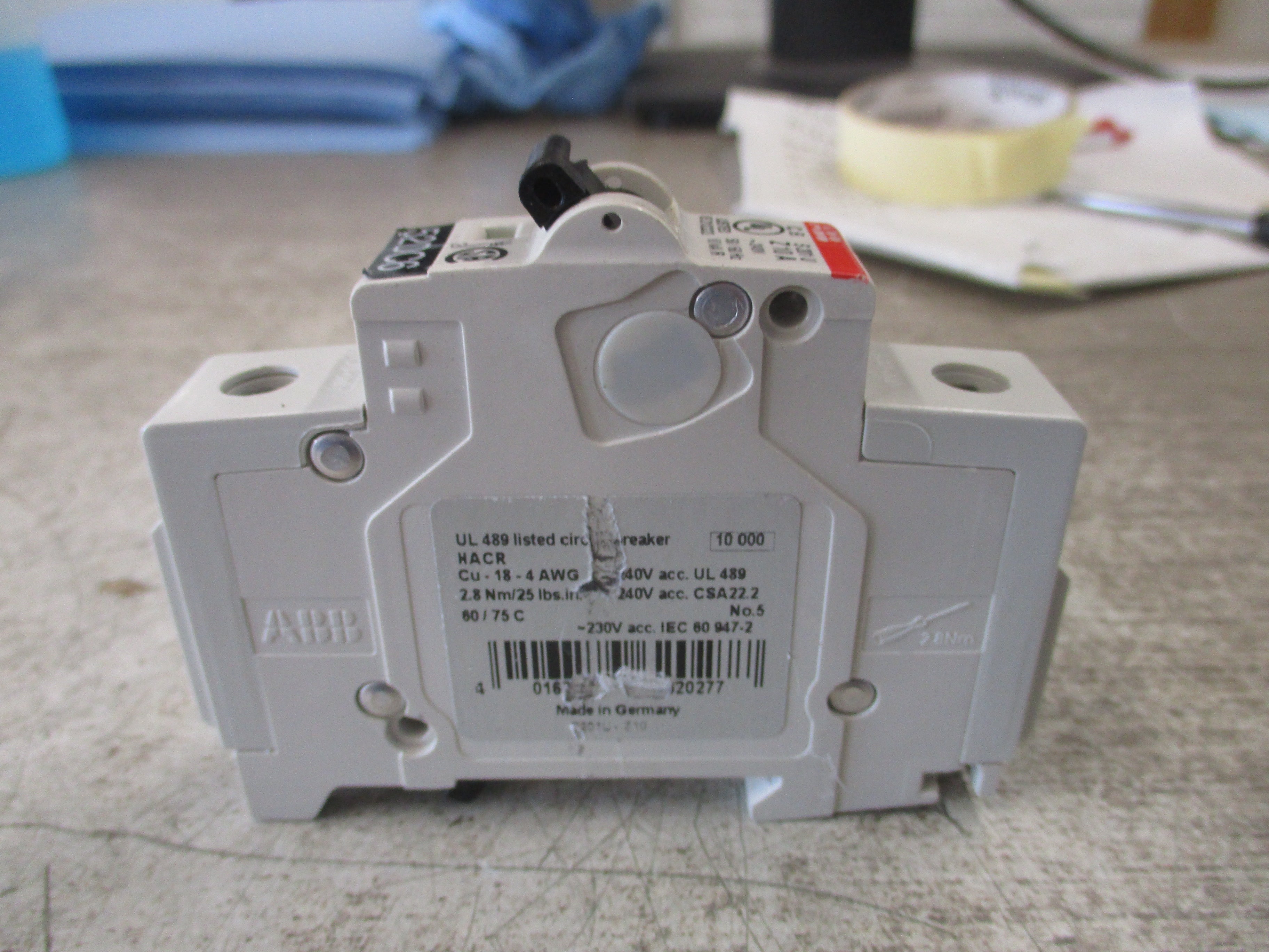ABB Circuit Breaker S201U-Z10 10A 240V 1P Used