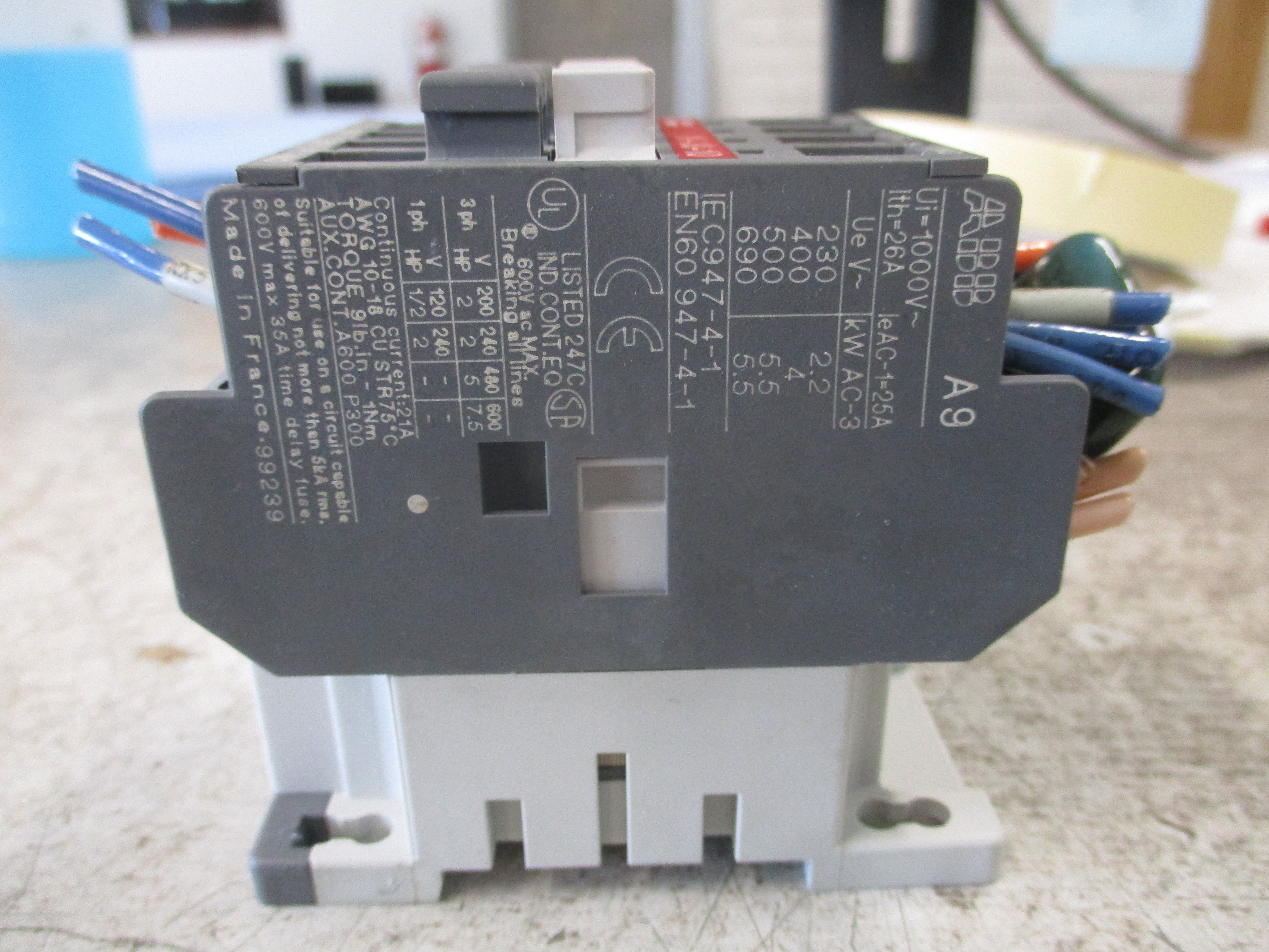 ABB Contactor A9-30-10 110-120V Coil Used