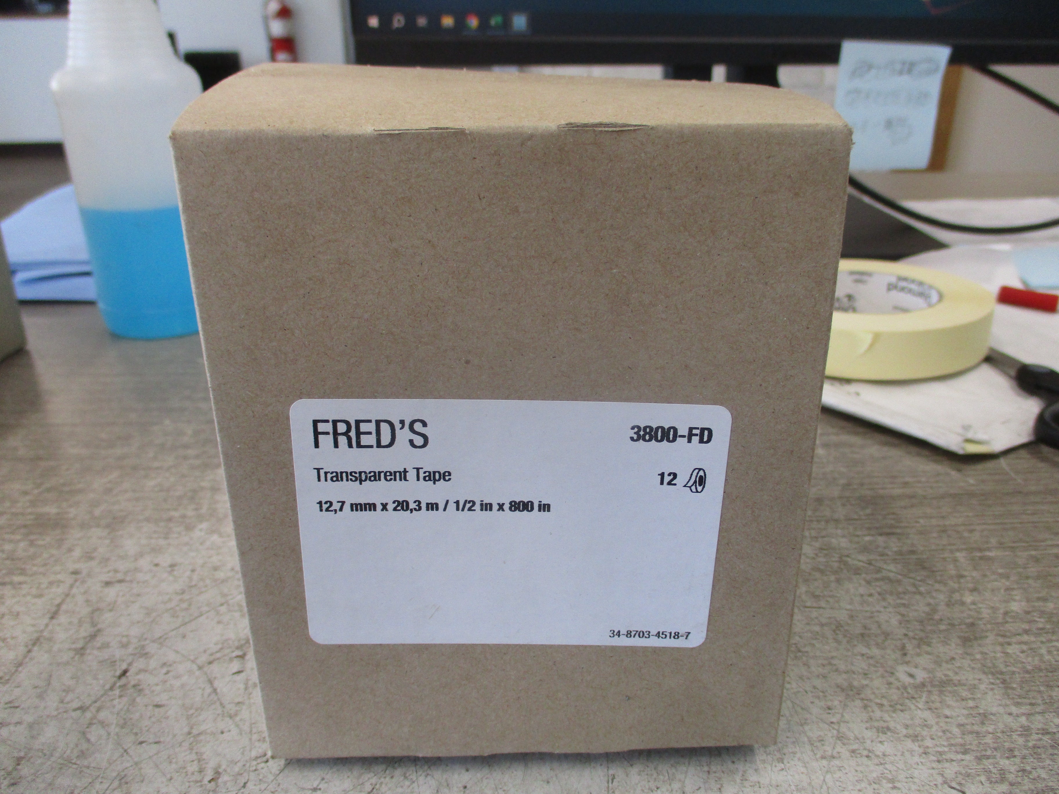 Fred's Transparent Tape 3800-FD Width: 1/2" Length: 800" *Box of 12* New Surplus