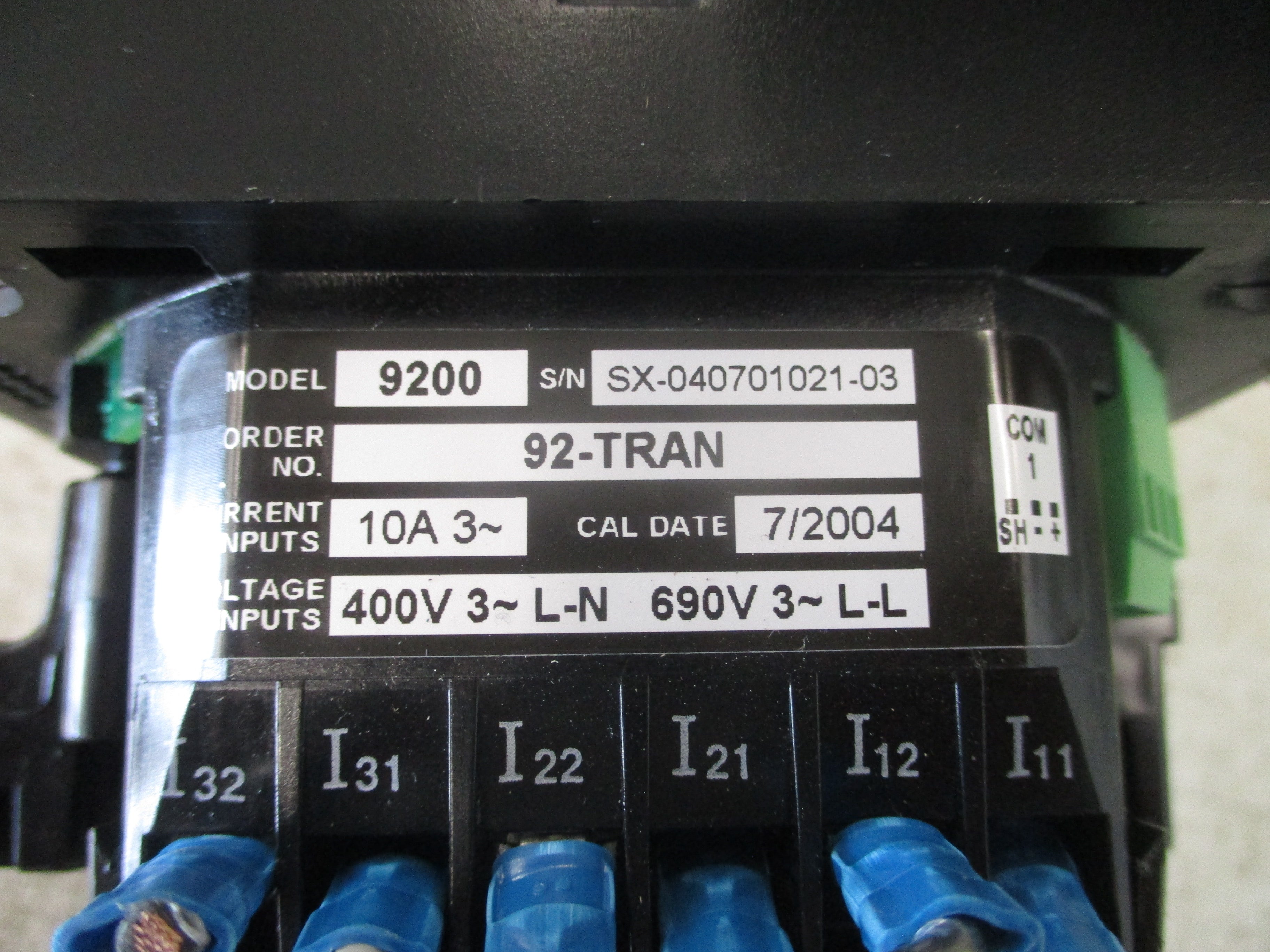 Siemens Ion Power Meter 9200 92-TRAN 3Ph 690V L-L 400V L-N Used