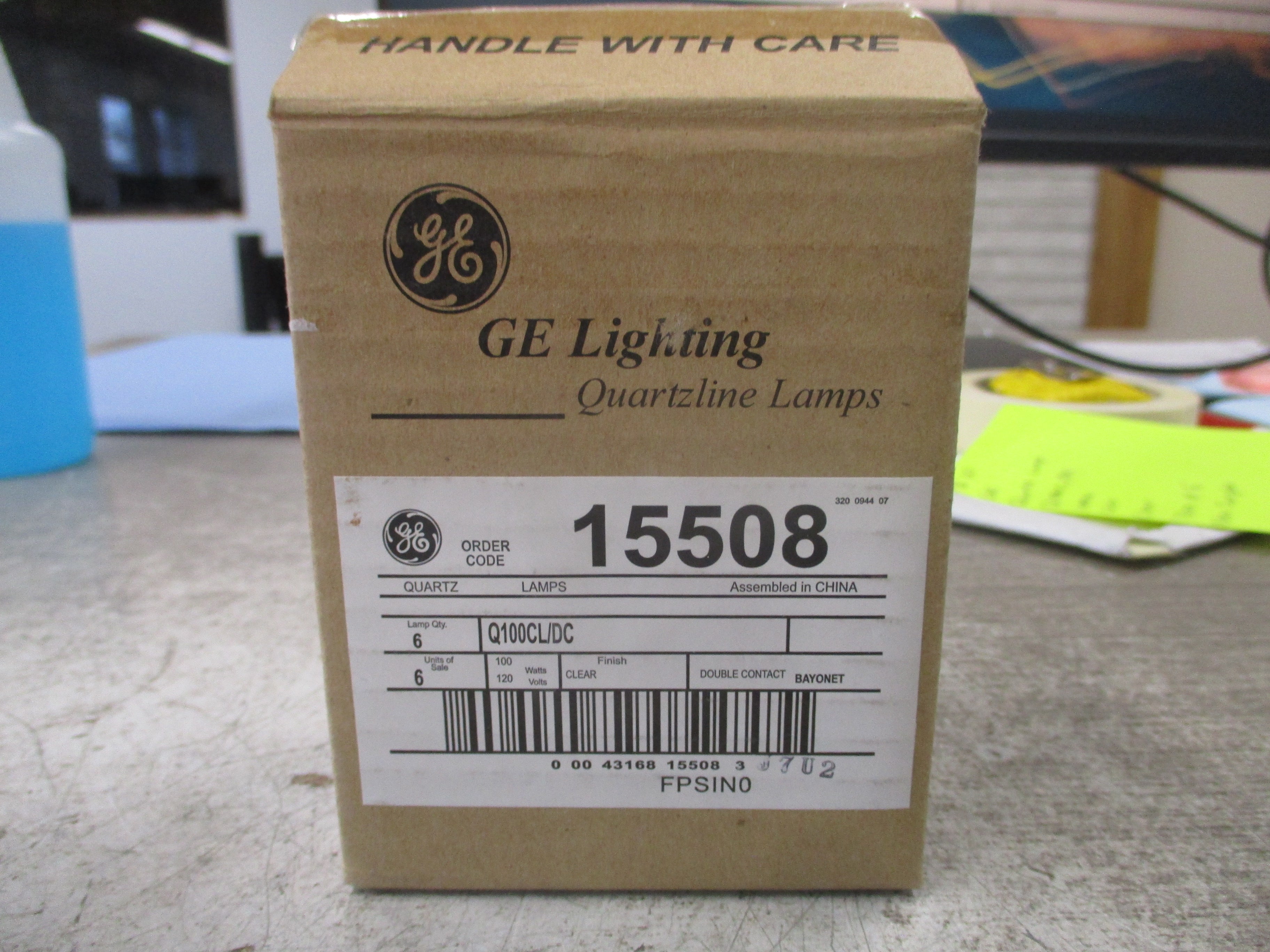 GE Quartz Lamp Q100CL/DC 100W 120V Clear *Box of 6* New Surplus