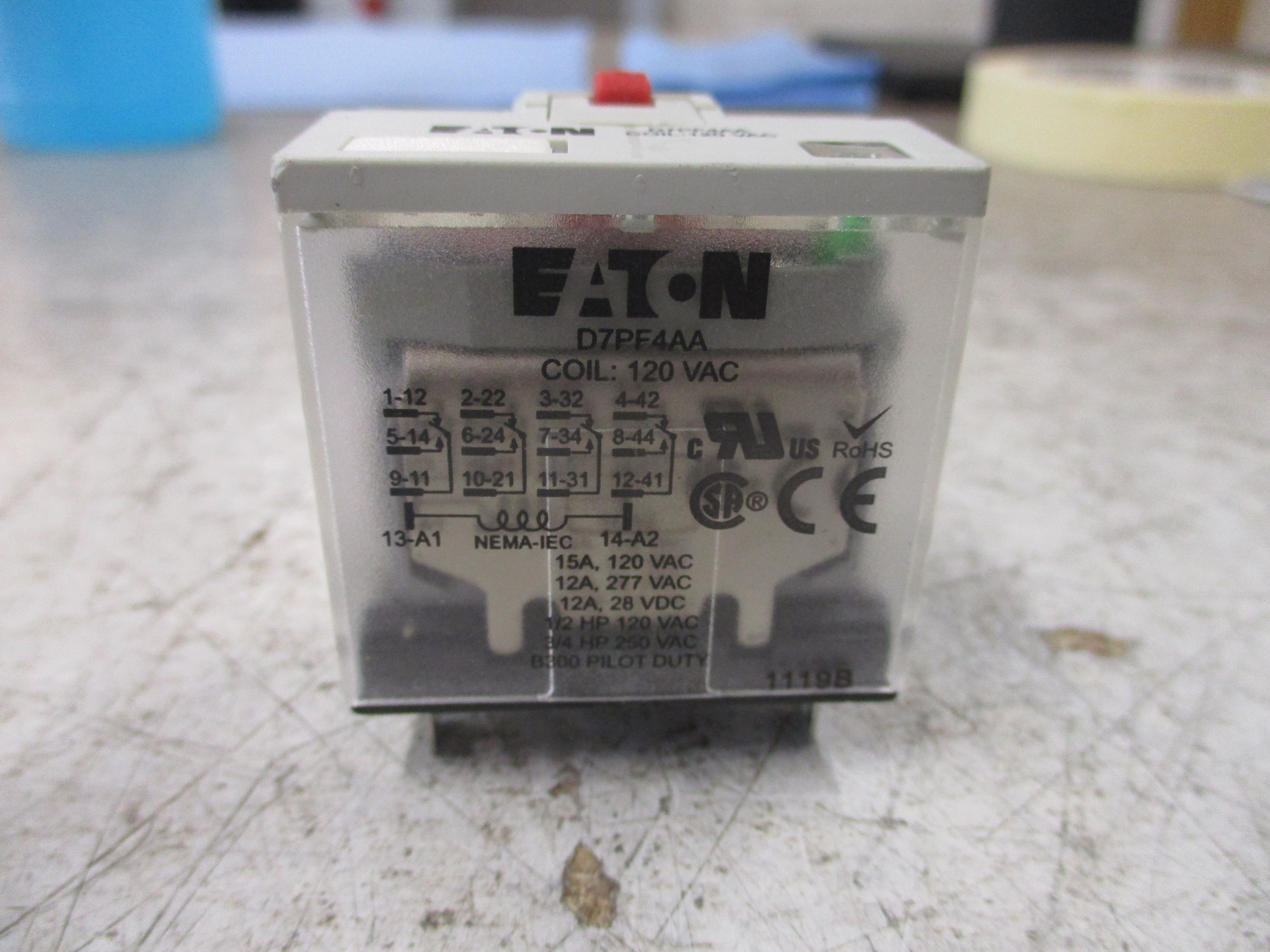 Eaton Relay D7PF4AA 120V Coil Used