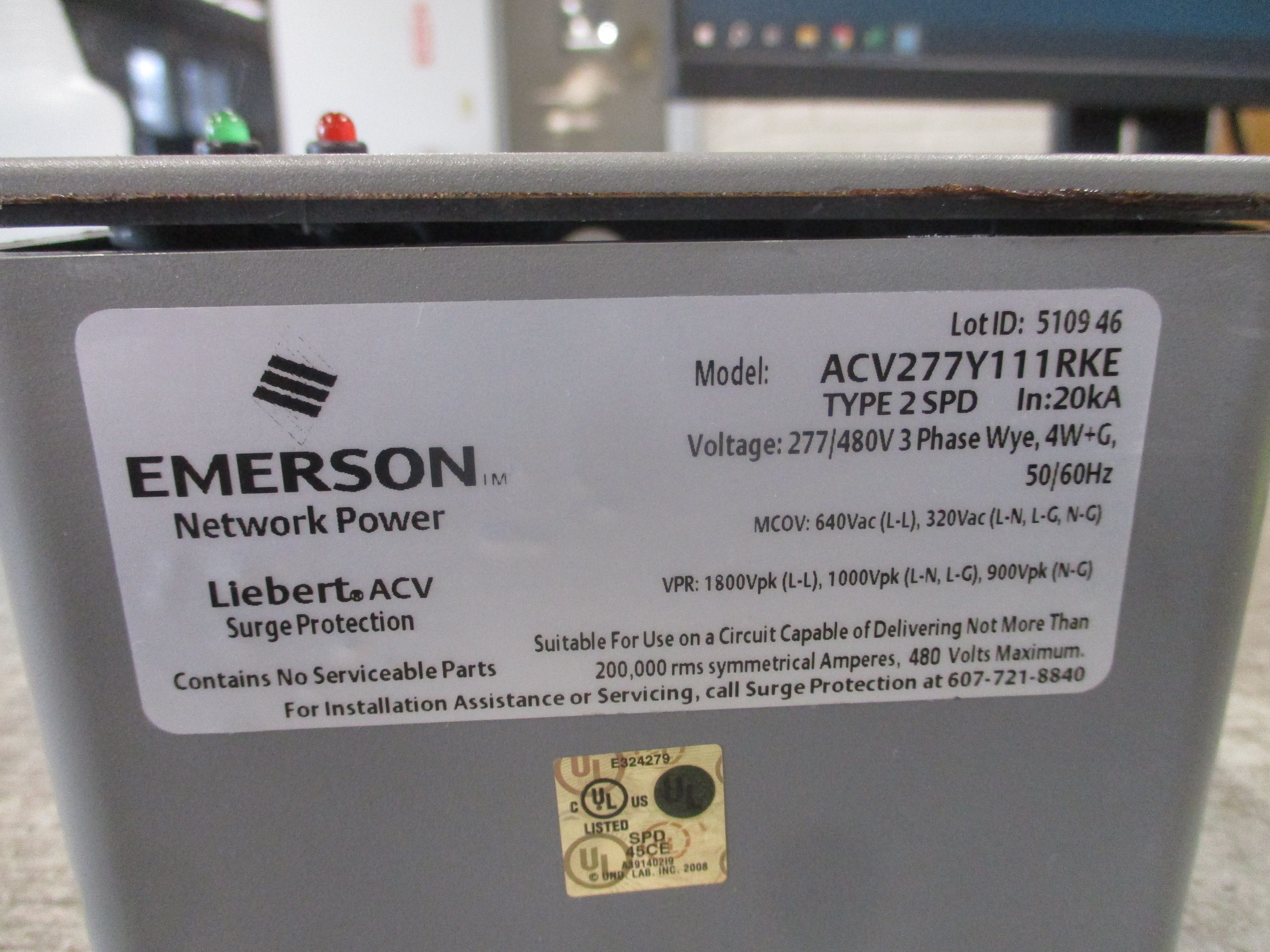 Emerson liebert ACV Surge Suppressor ACV277Y111RKE 277/480V 3Ph