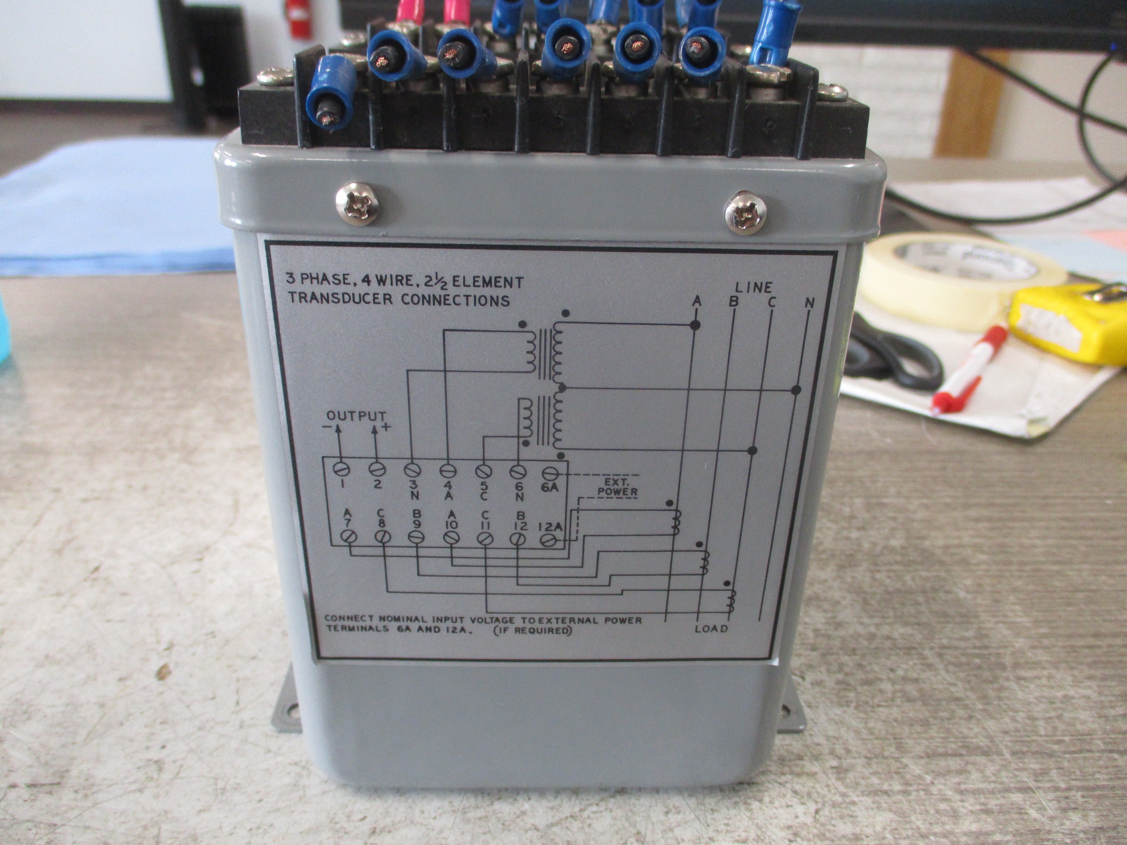 TRANSDATA Watt Transducer 25WP552-CUSTOM 120V 60Hz 5A 3Ph 4W 2 1/2 Element