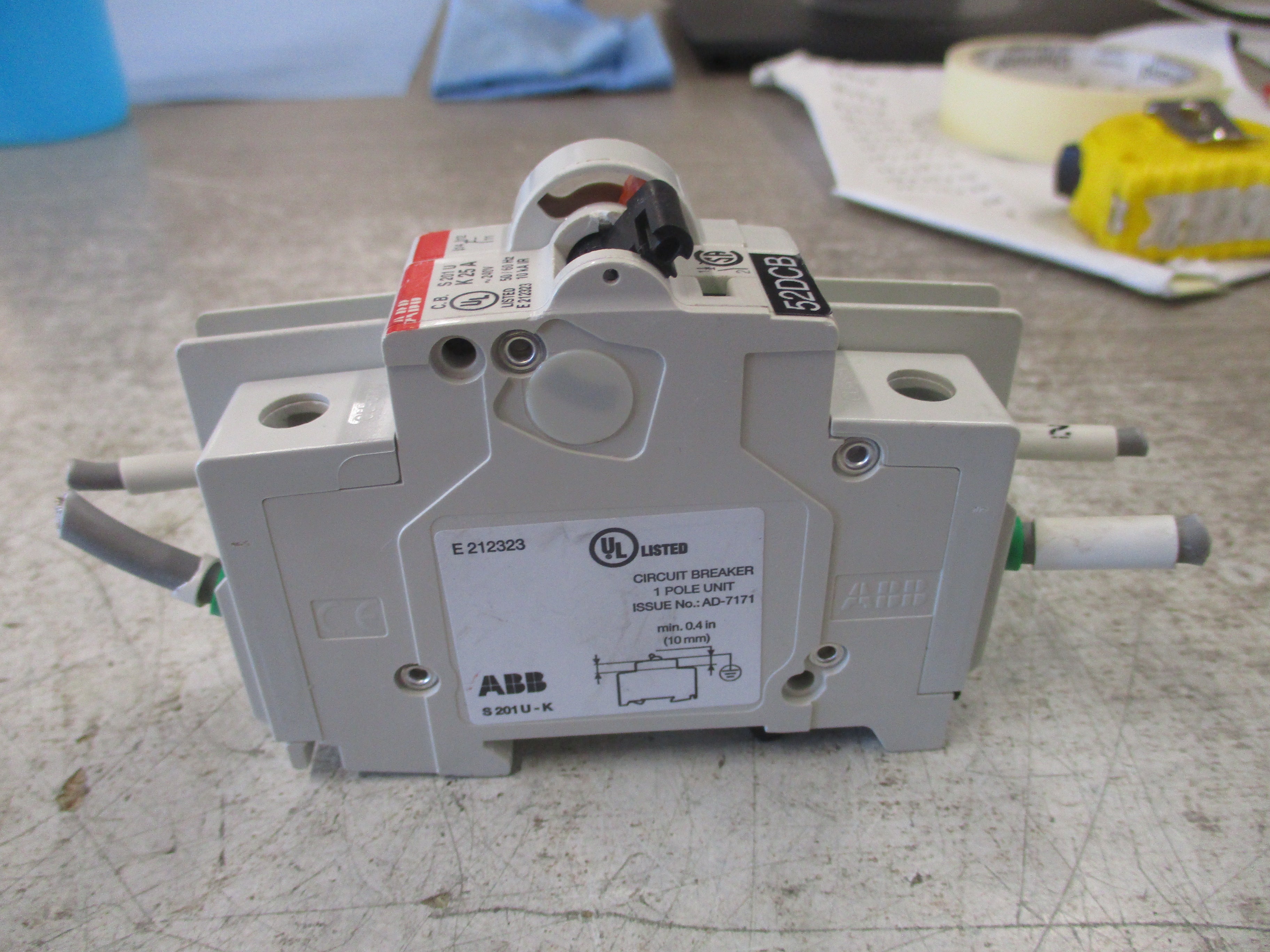 ABB Circuit Breaker S201U-K25 25A 240V W/Adder Pole 2P Used