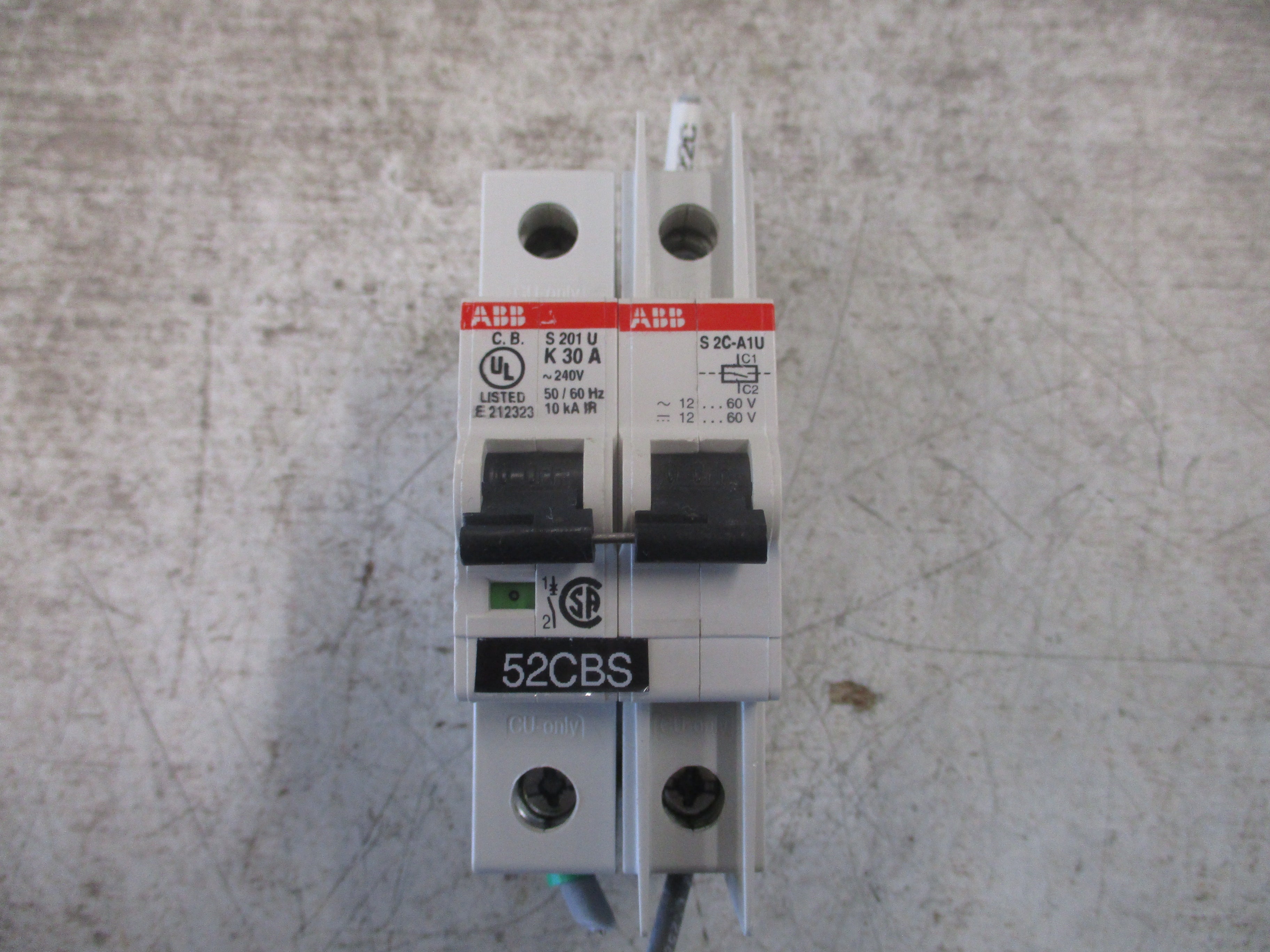 ABB Circuit Breaker S201U-K30 30A 240V W/Adder Pole 2P Used
