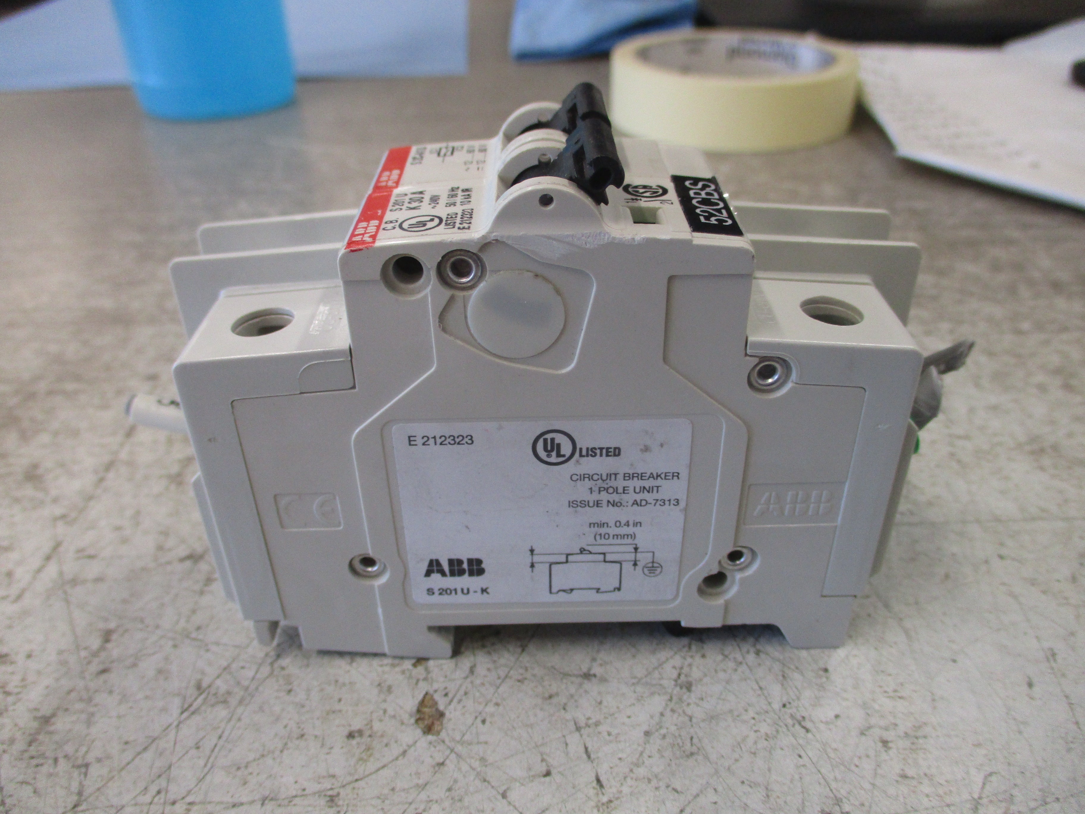 ABB Circuit Breaker S201U-K30 30A 240V W/Adder Pole 2P Used
