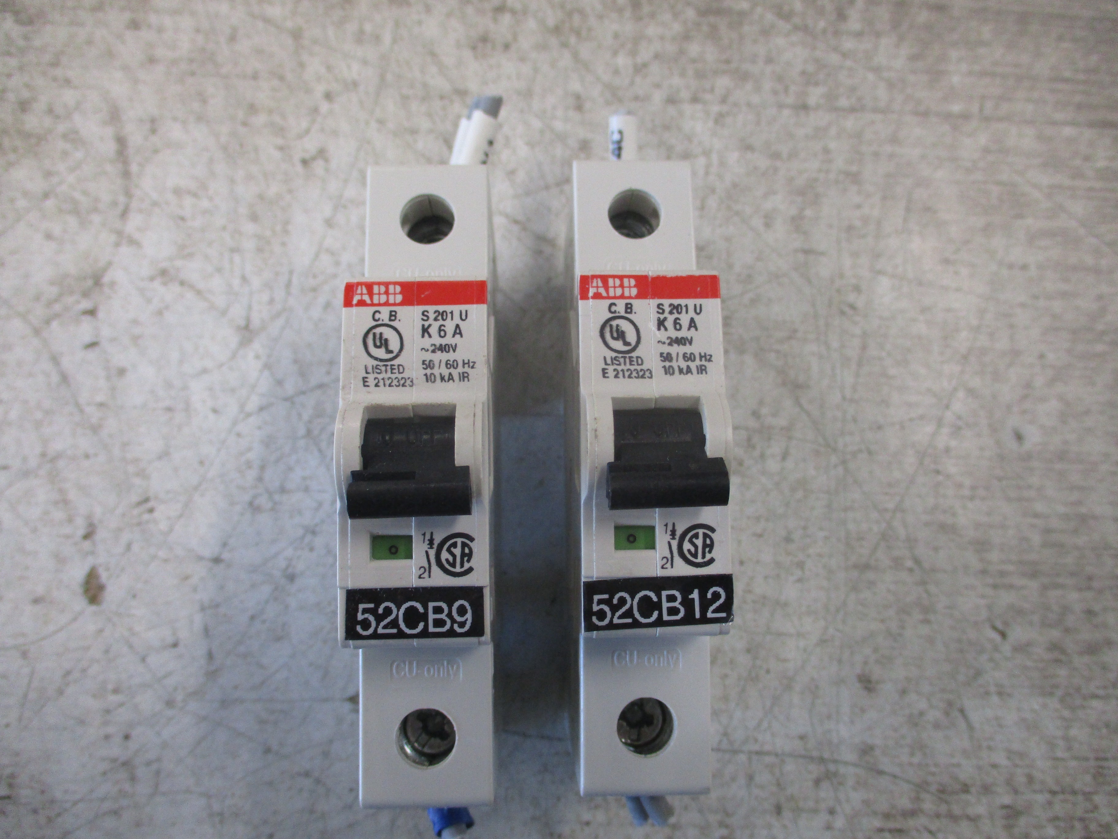ABB Circuit Breaker S201U-K6 6A 240V 1P *Lot of 2* Used
