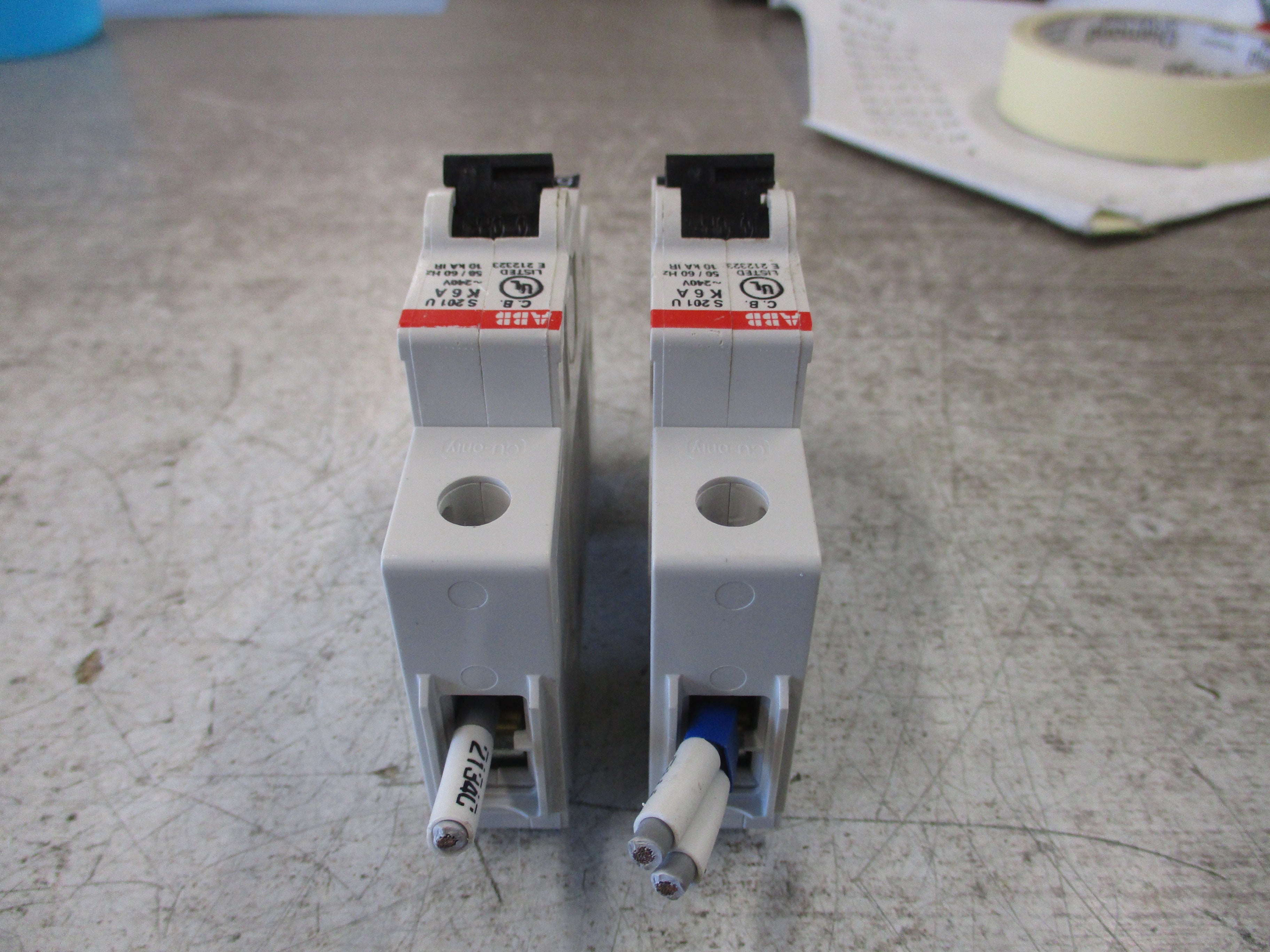 ABB Circuit Breaker S201U-K6 6A 240V 1P *Lot of 2* Used