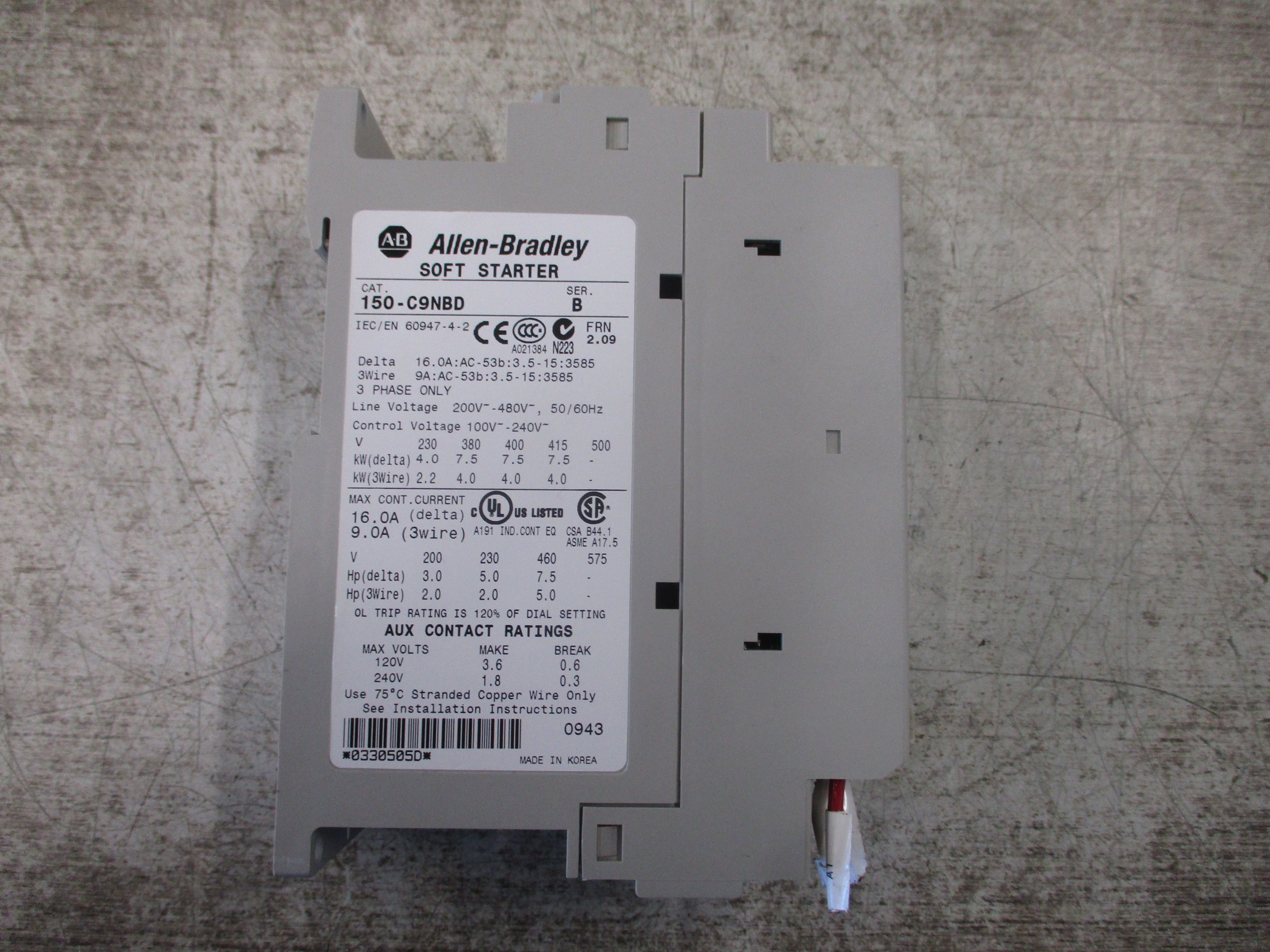 Allen-Bradley SMC-3 Soft Start 150-C9NBD Ser. B FRN: 2.09 7.5HP 460V Used