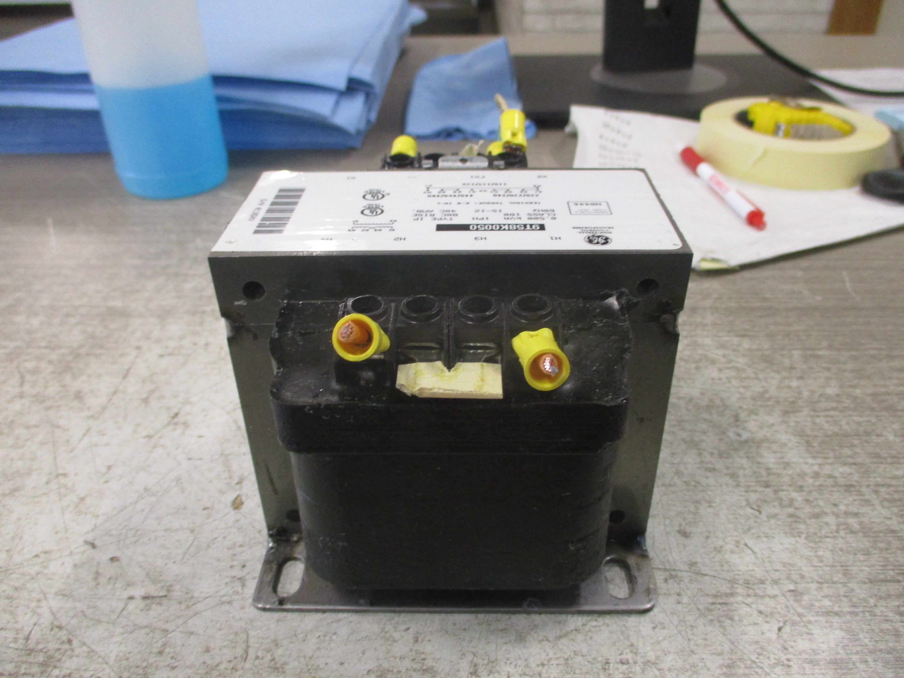 GE Control Transformer 9T58K0050 0.500KVA Pri: 240/480V Sec: 120V 1Ph 60Hz Used