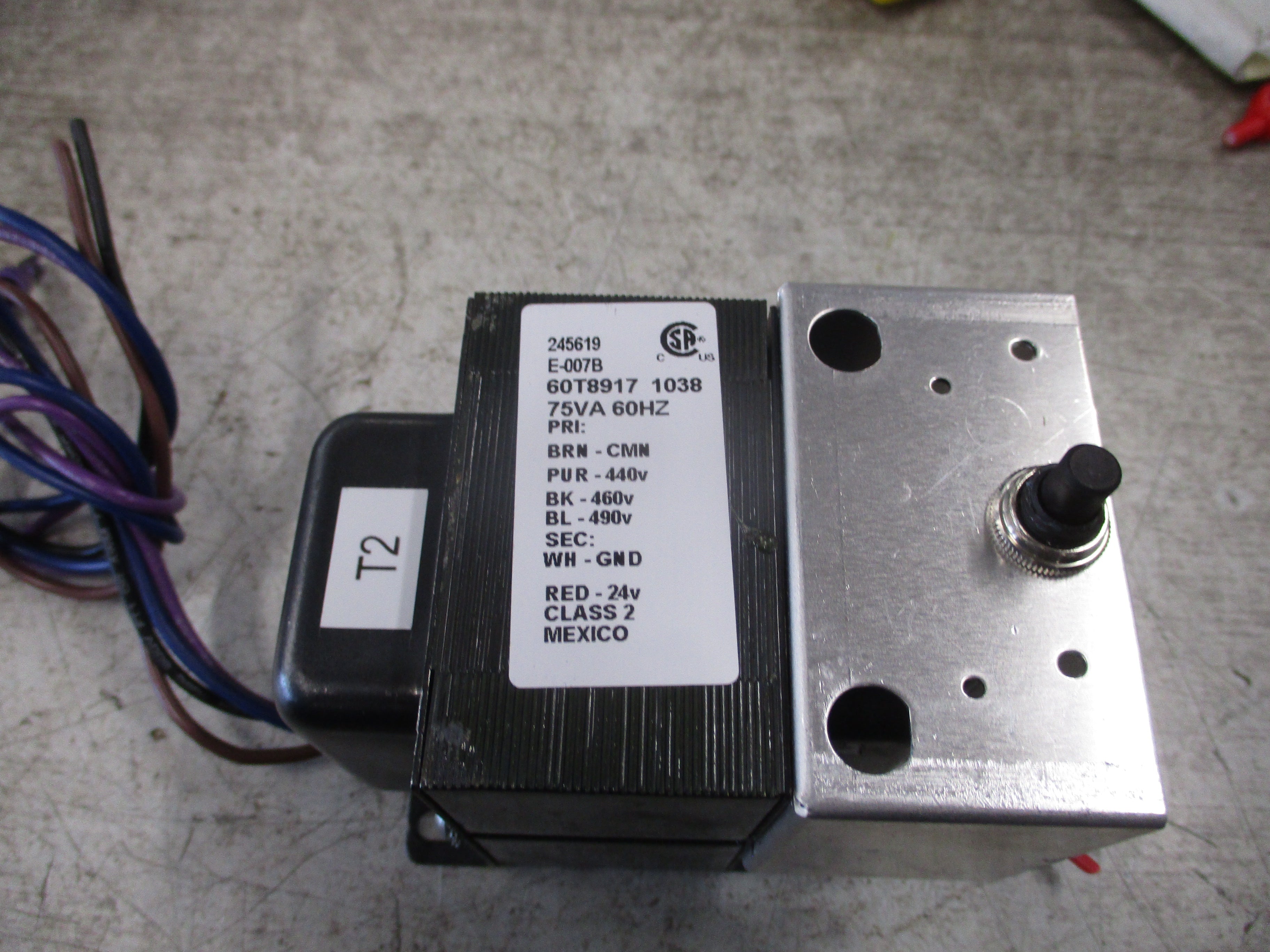 Liebert Transformer E-007B 75VA Pri: 440/460/490V Sec: 24V 60Hz Used