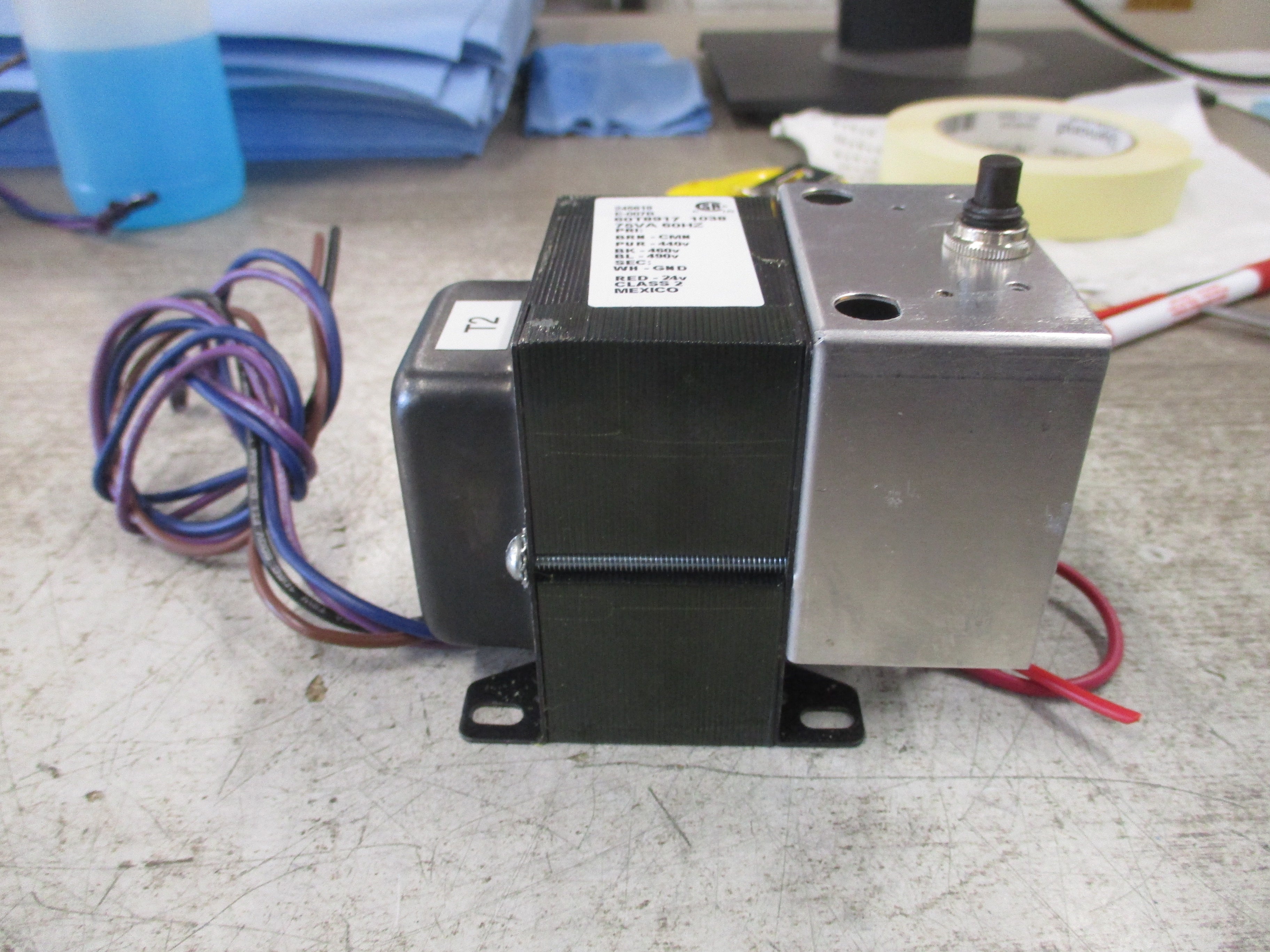 Liebert Transformer E-007B 75VA Pri: 440/460/490V Sec: 24V 60Hz Used