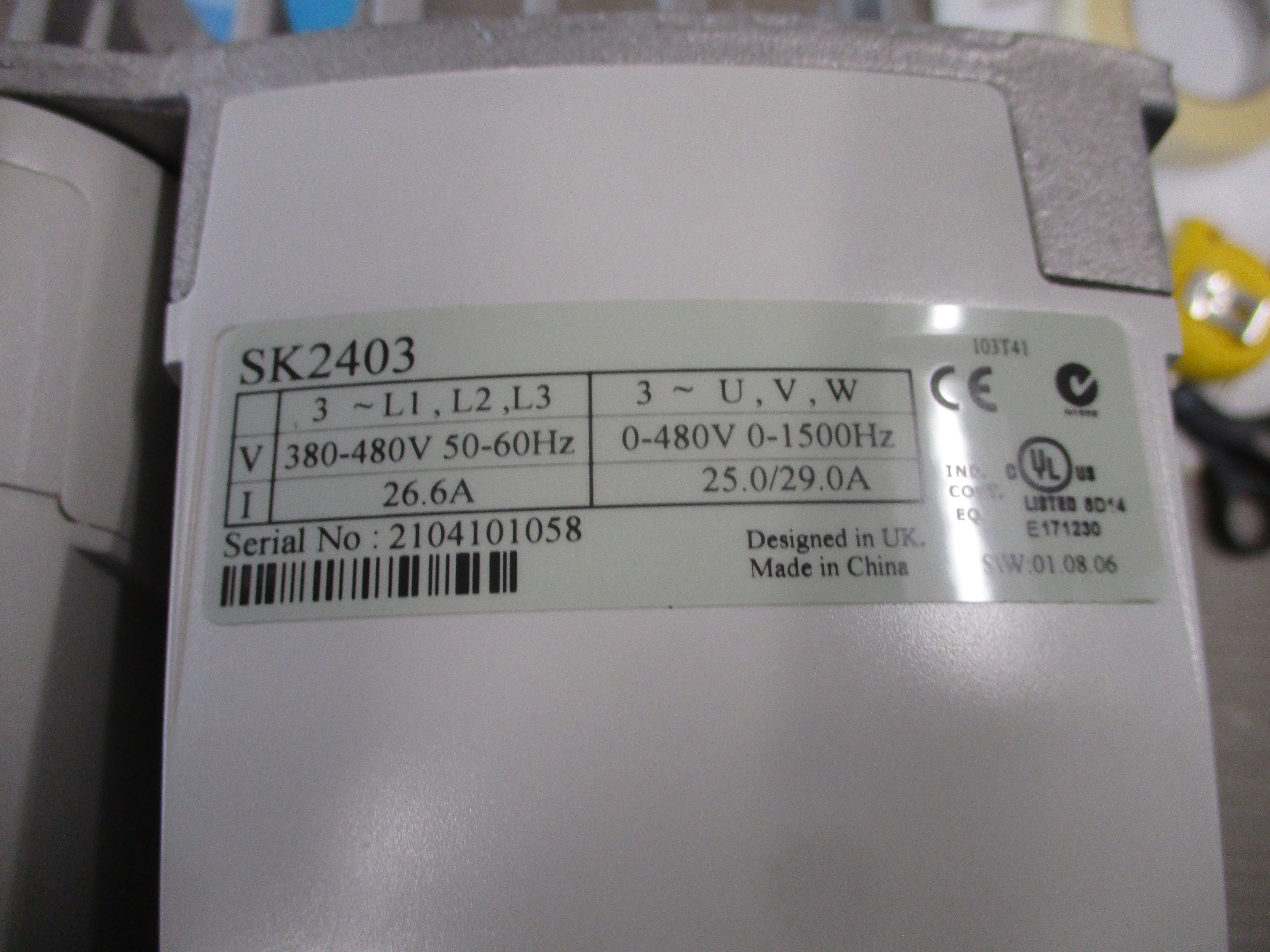 Emerson Control Techniques AC Drive SK2403 Input: 380-480V 50/60Hz 26.6A