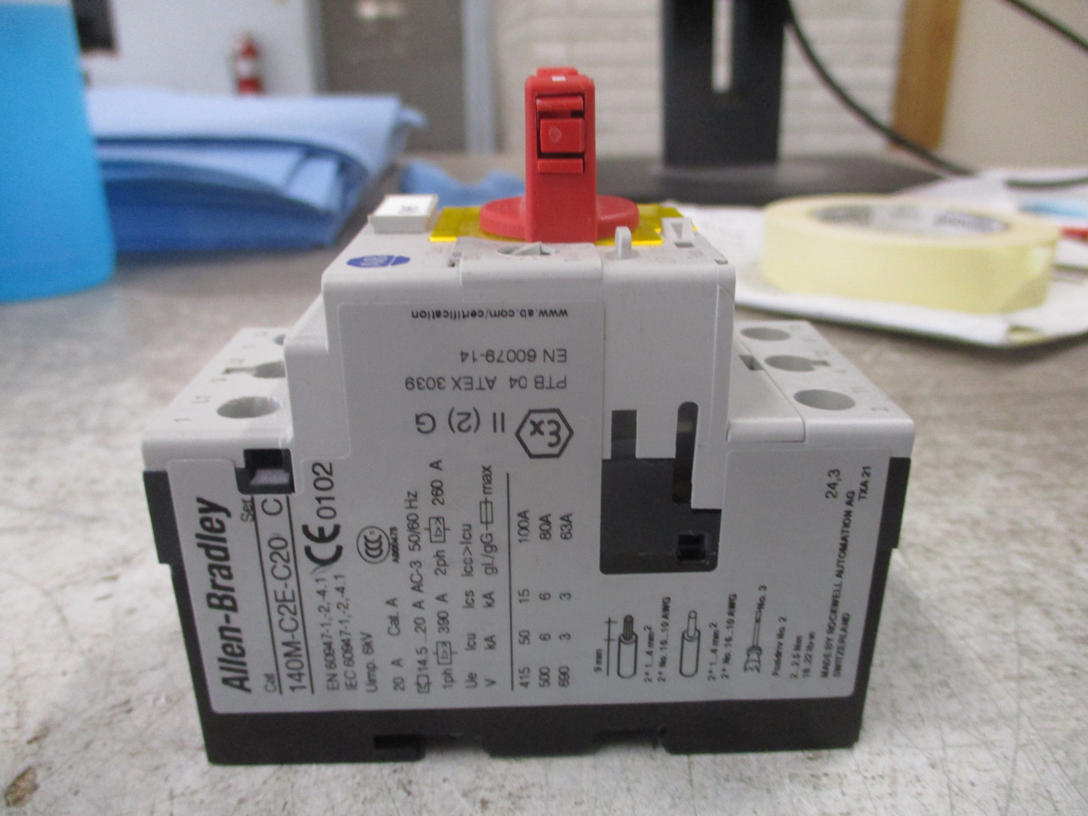 Allen-Bradley Manual Motor Protector 140M-C2E-C20 Ser. C Trip: 14.5-20A Used