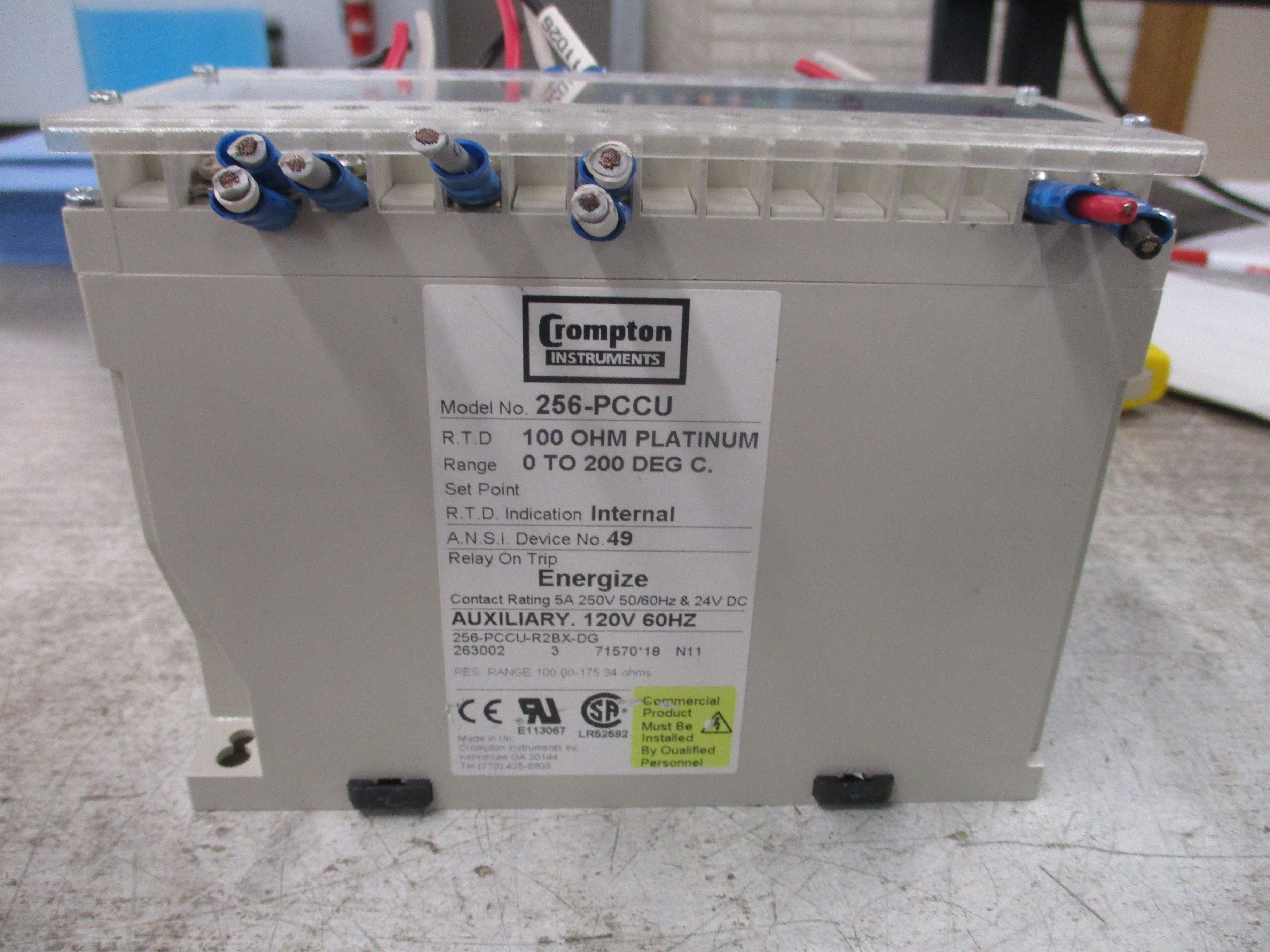 Crompton Temperature Relay 256-PCCU-R2BX-DG Range: 0-200 °C RTD: 100ohm Platinum