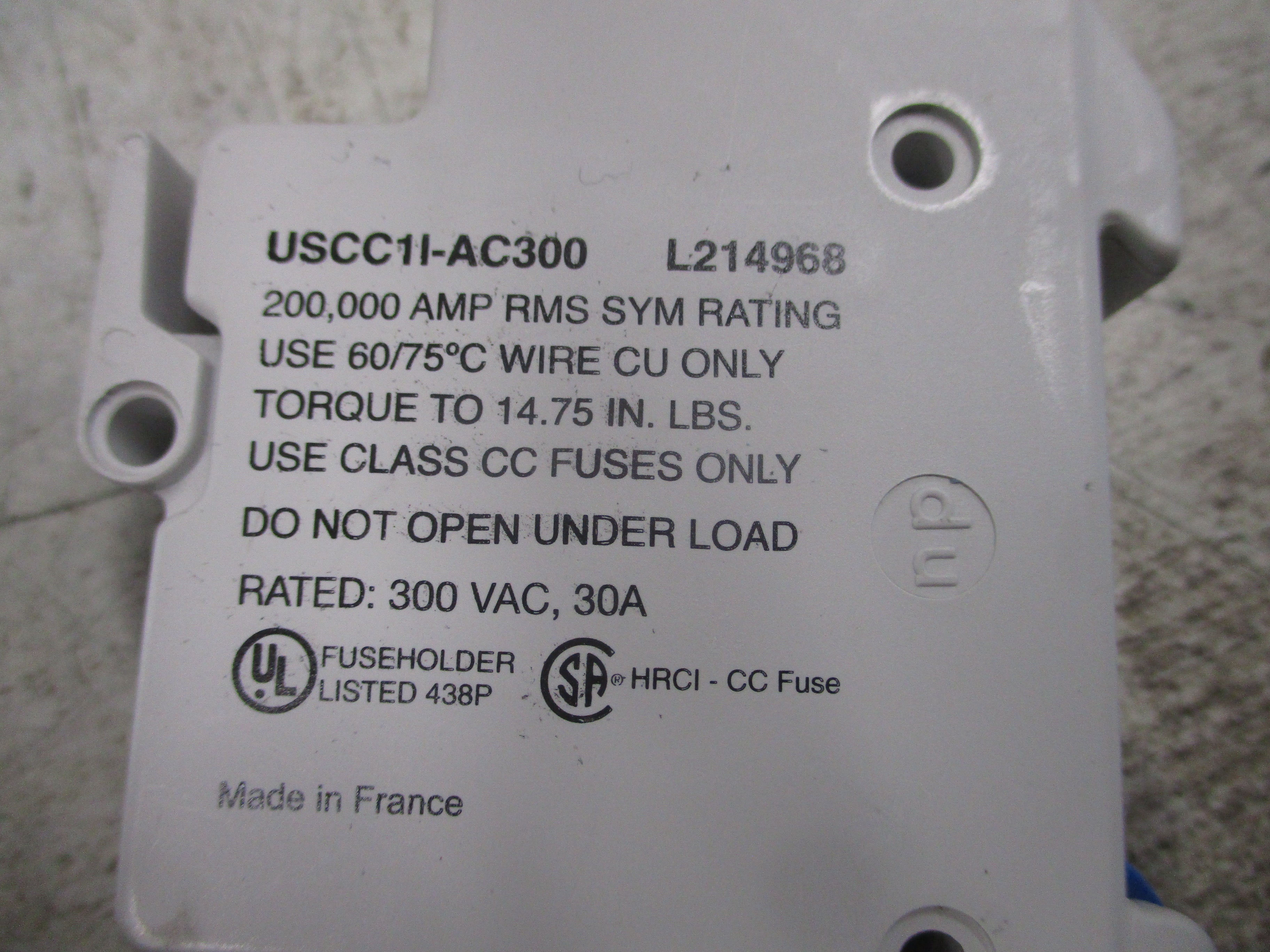 Ferraz Shawmut Ultrasafe Fuseholder USCC1I-AC300 30A 300V 1P * Lot of 3 * Used
