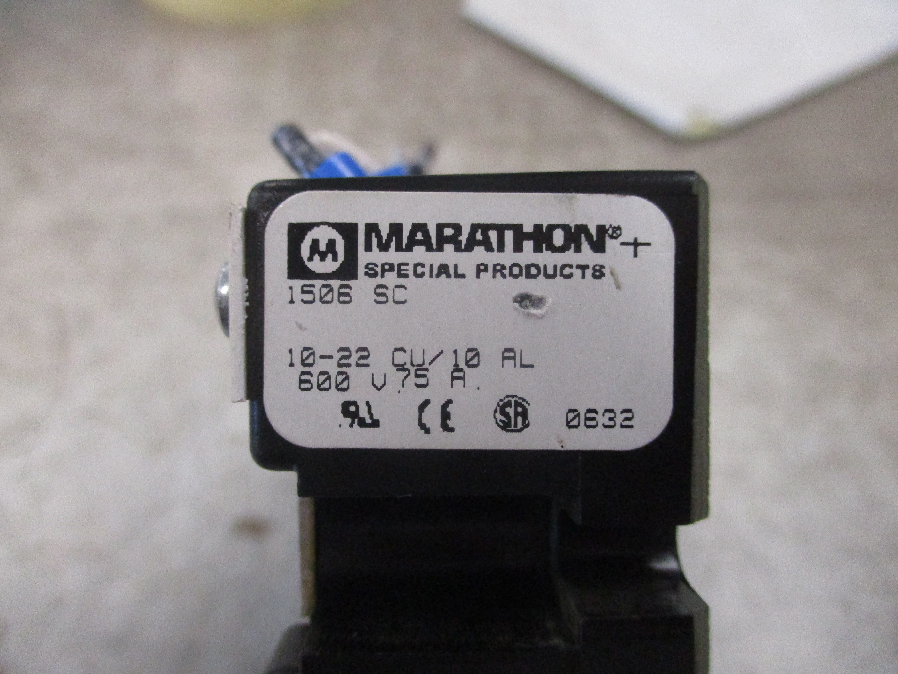 Marathon Terminal Block 1506 SC 75A 600V Used