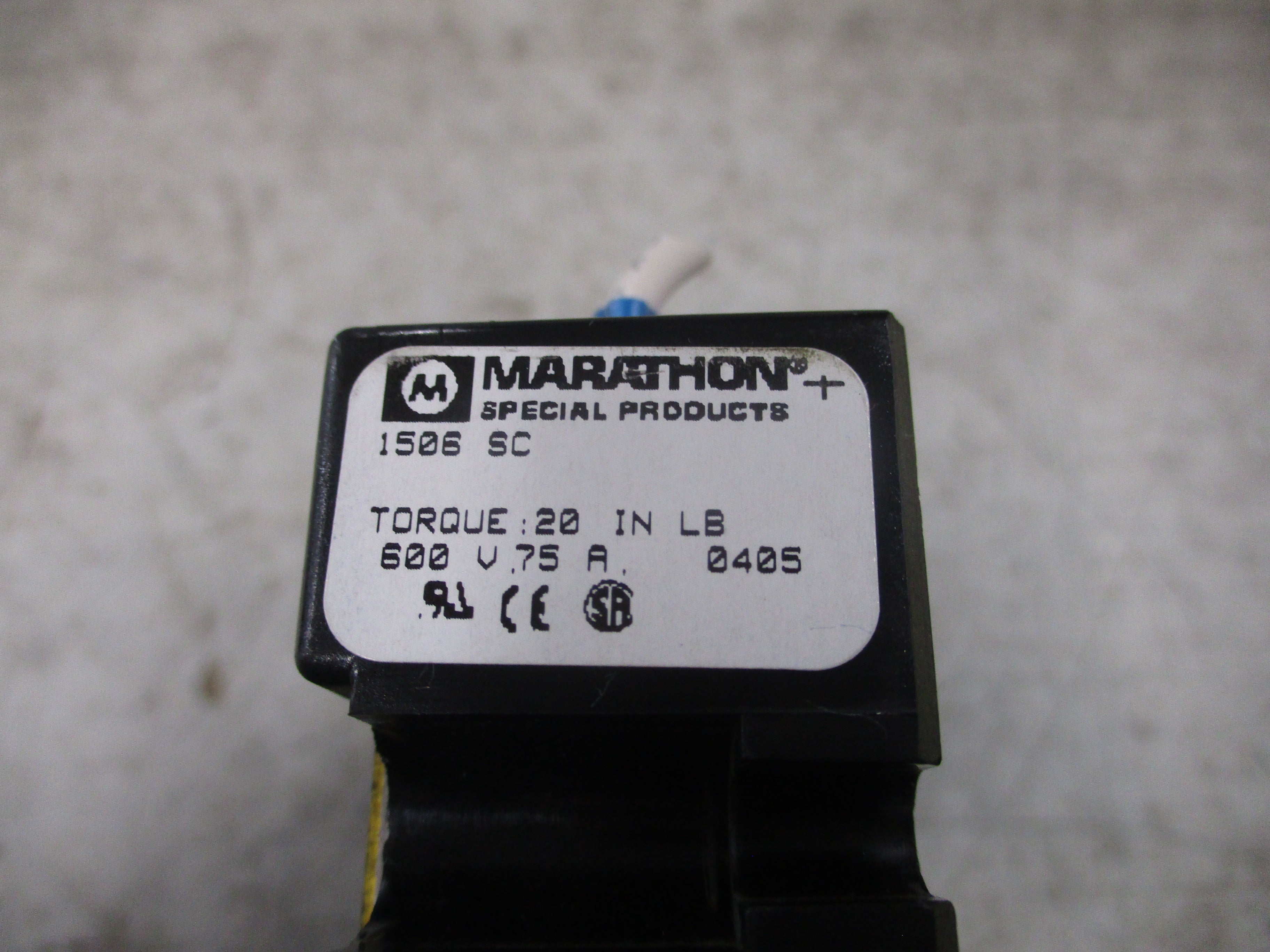Marathon Terminal Block 1506 SC 75A 600V *No Terminal Cover* Used