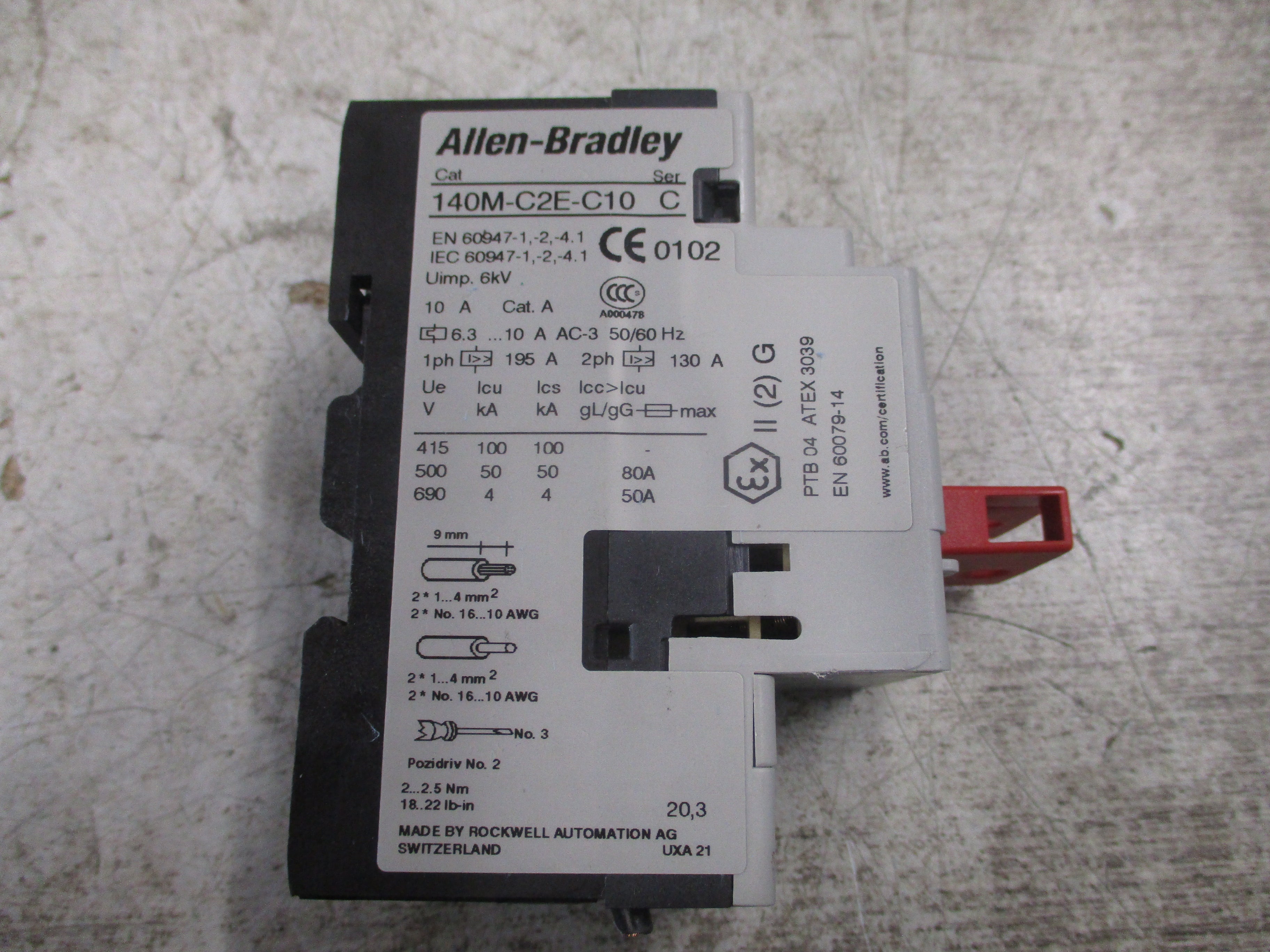 Allen-Bradley Manual Motor Protector 140M-C2E-C10 Trip : 6.3-10A *No Lockout*