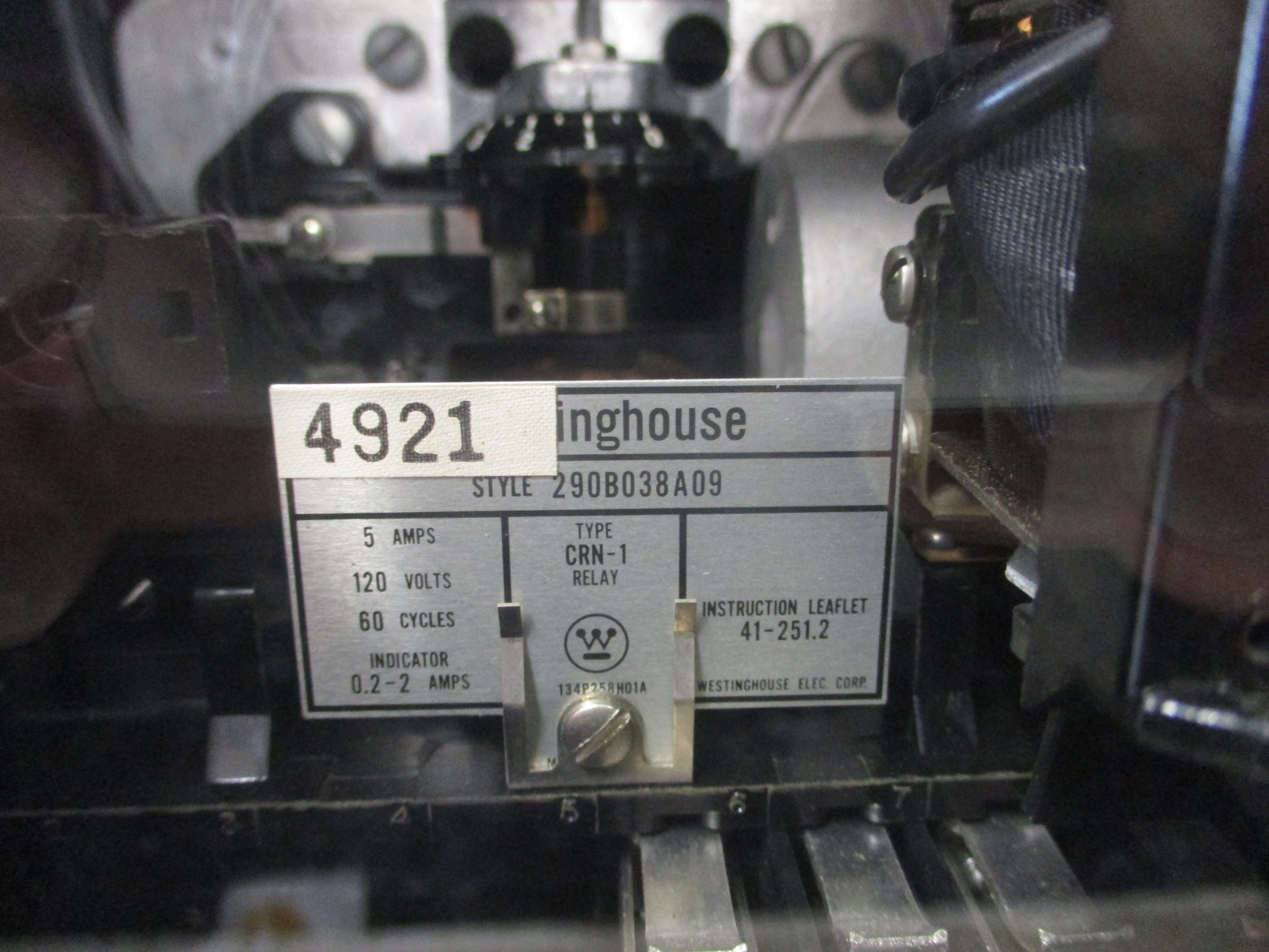 Westinghouse Type CRN-1 Relay 290B038A09 120V 5A 60Hz Used