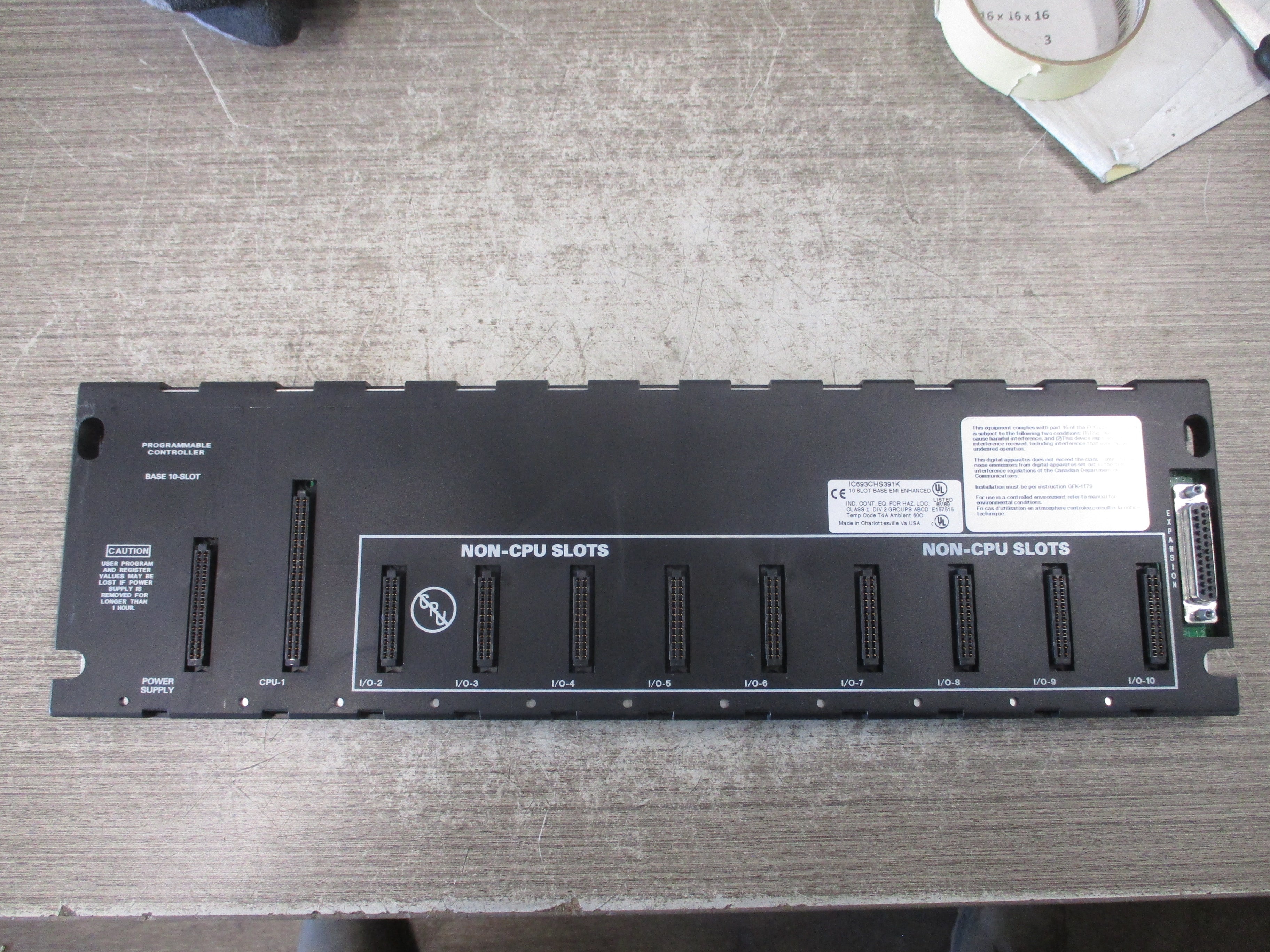 GE Fanuc 10-Slot Base IC693CHS391K EMI Enhanced Used