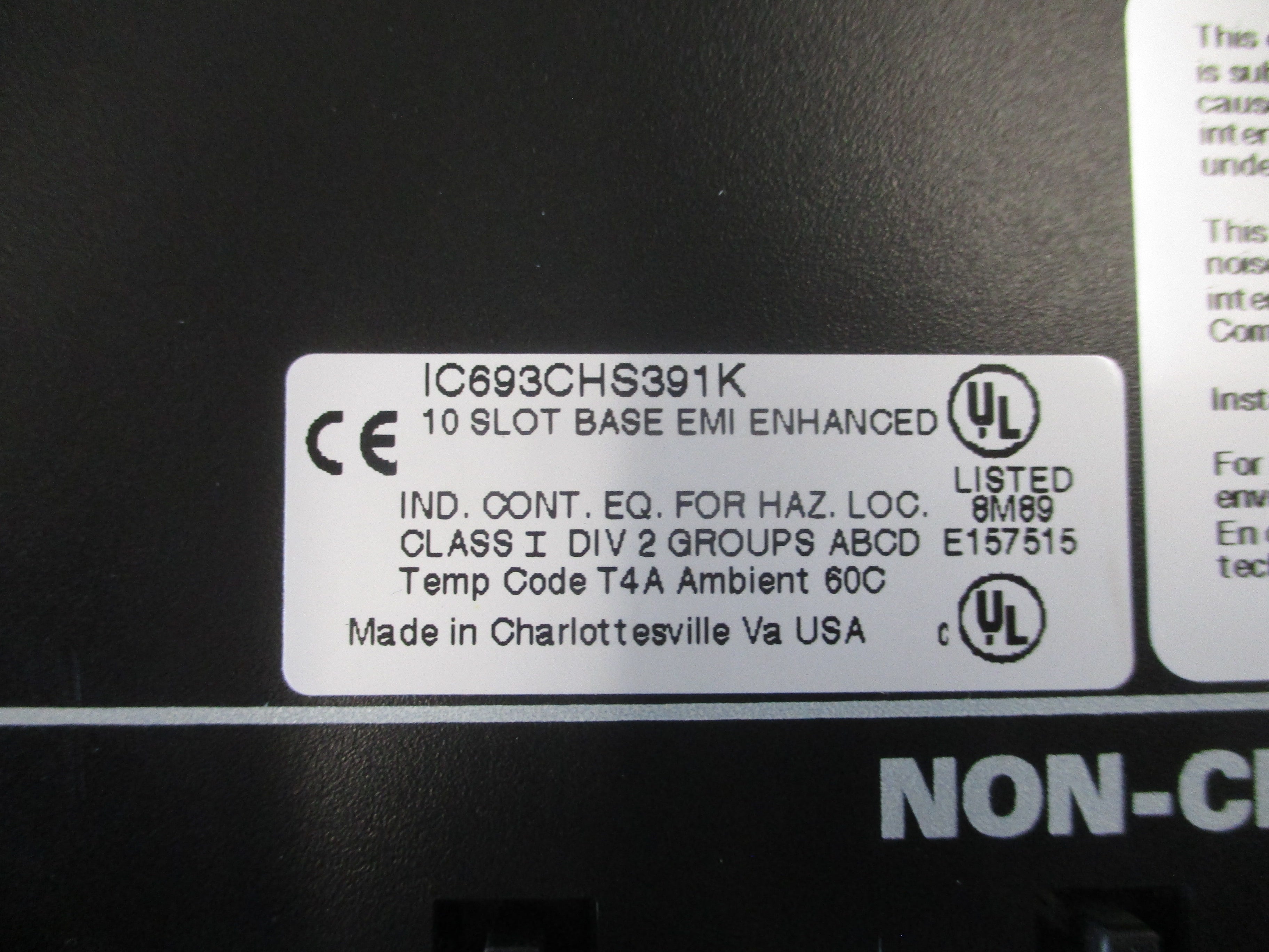 GE Fanuc 10-Slot Base IC693CHS391K EMI Enhanced Used