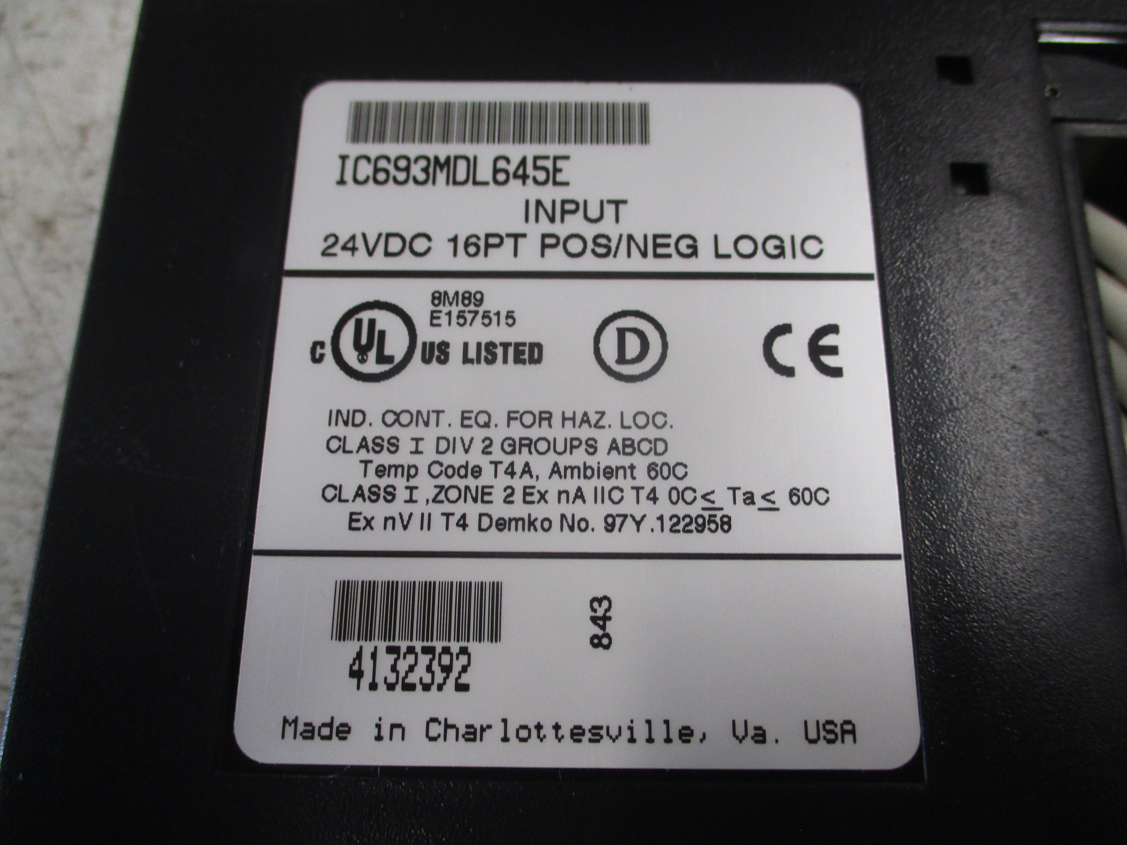 GE Fanuc Input Module IC693MDL645E 24VDC 16PT Used