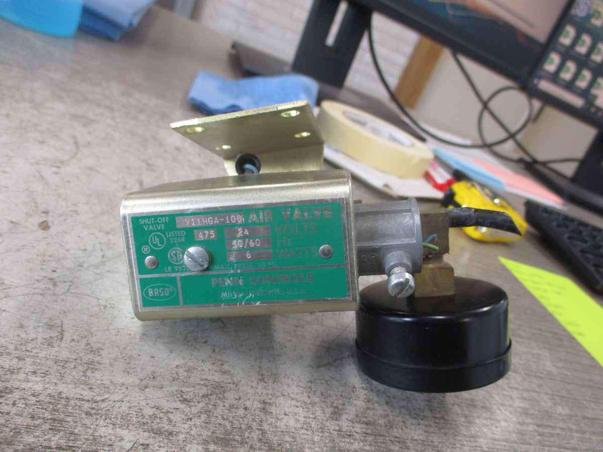 Penn Controls Air Shut-Off Valve V11HGA-100 24V 50/60Hz 6W 30 PSI Used