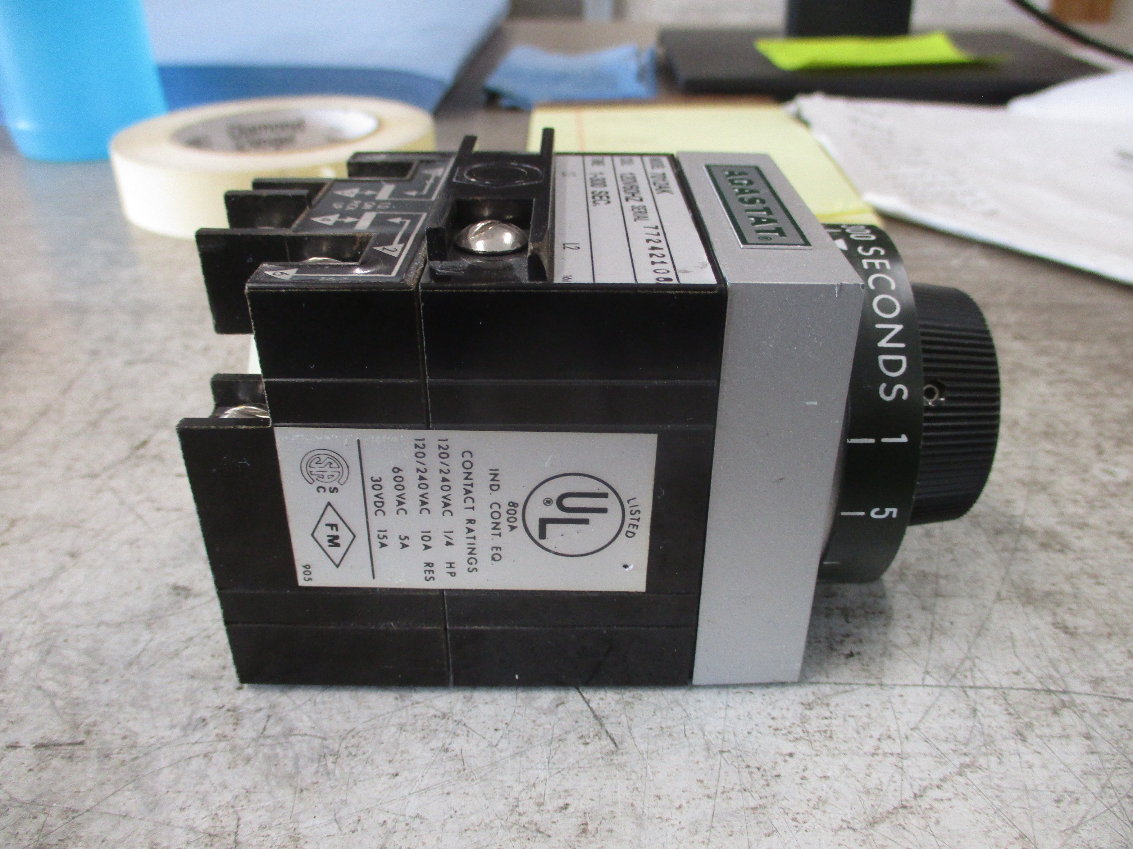 Agastat Timer 7012AK 1-300sec Range 120V Coil *No Mounting Plate** Used