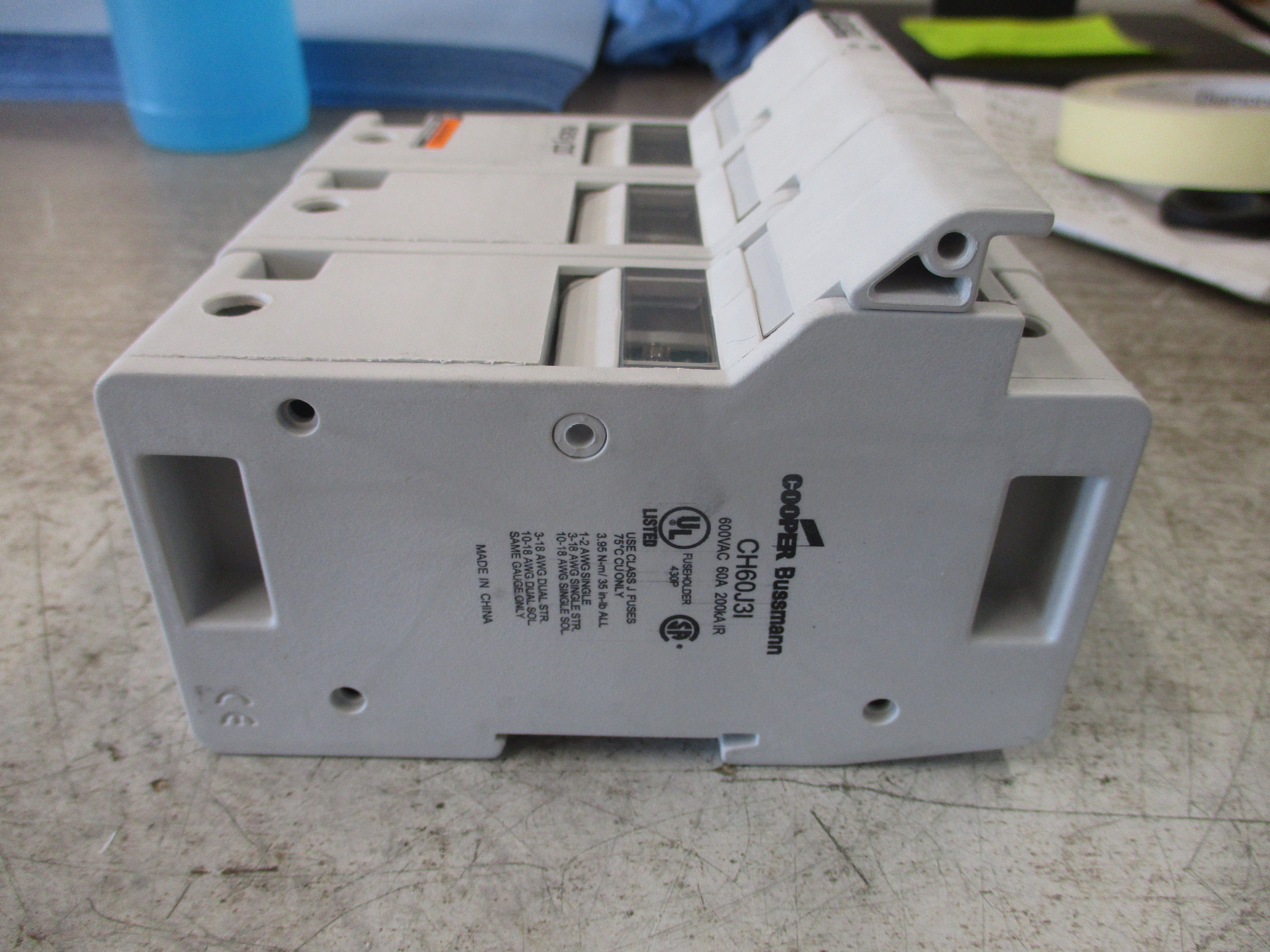 Cooper Bussmann Fuse Holder CH60J3I 60A 600V 3P Used