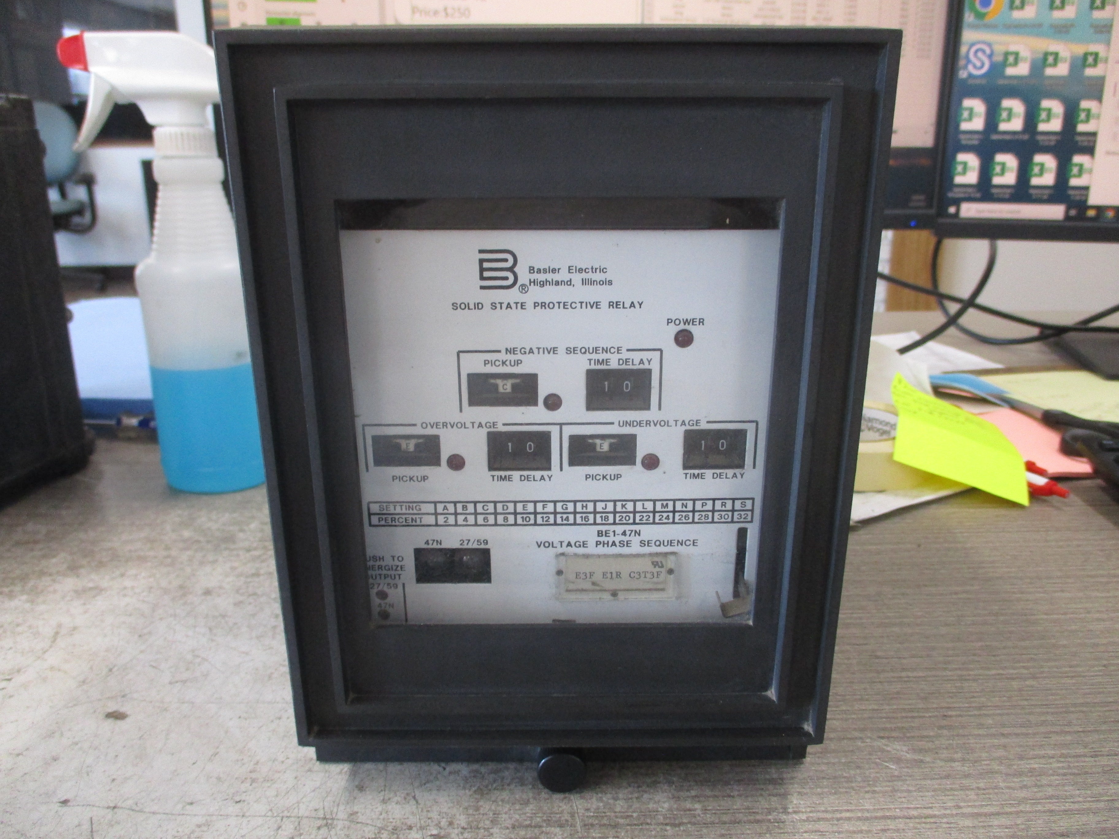 Basler Electric BE1-47N Voltage Phase sequence Relay E3F E1R C3T3F Used