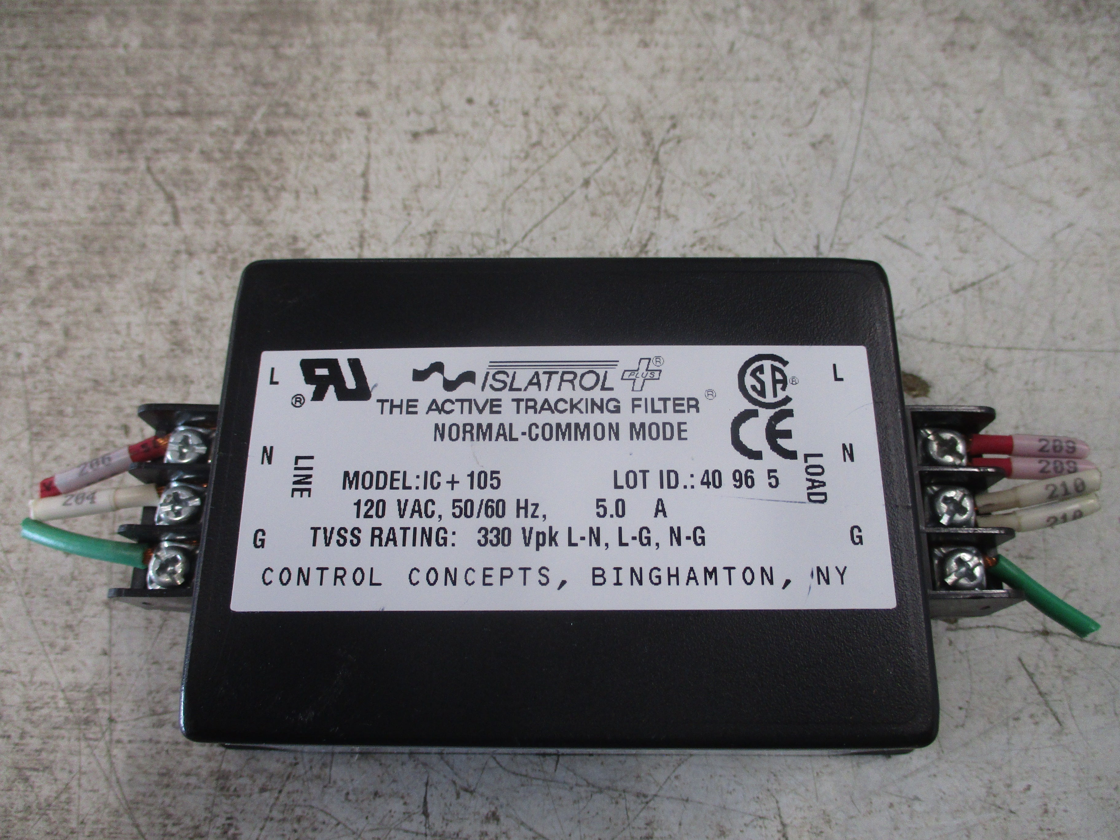 Control Concepts Islatrol Active Tracking filter IC+105 120V 50/60Hz 5.0A