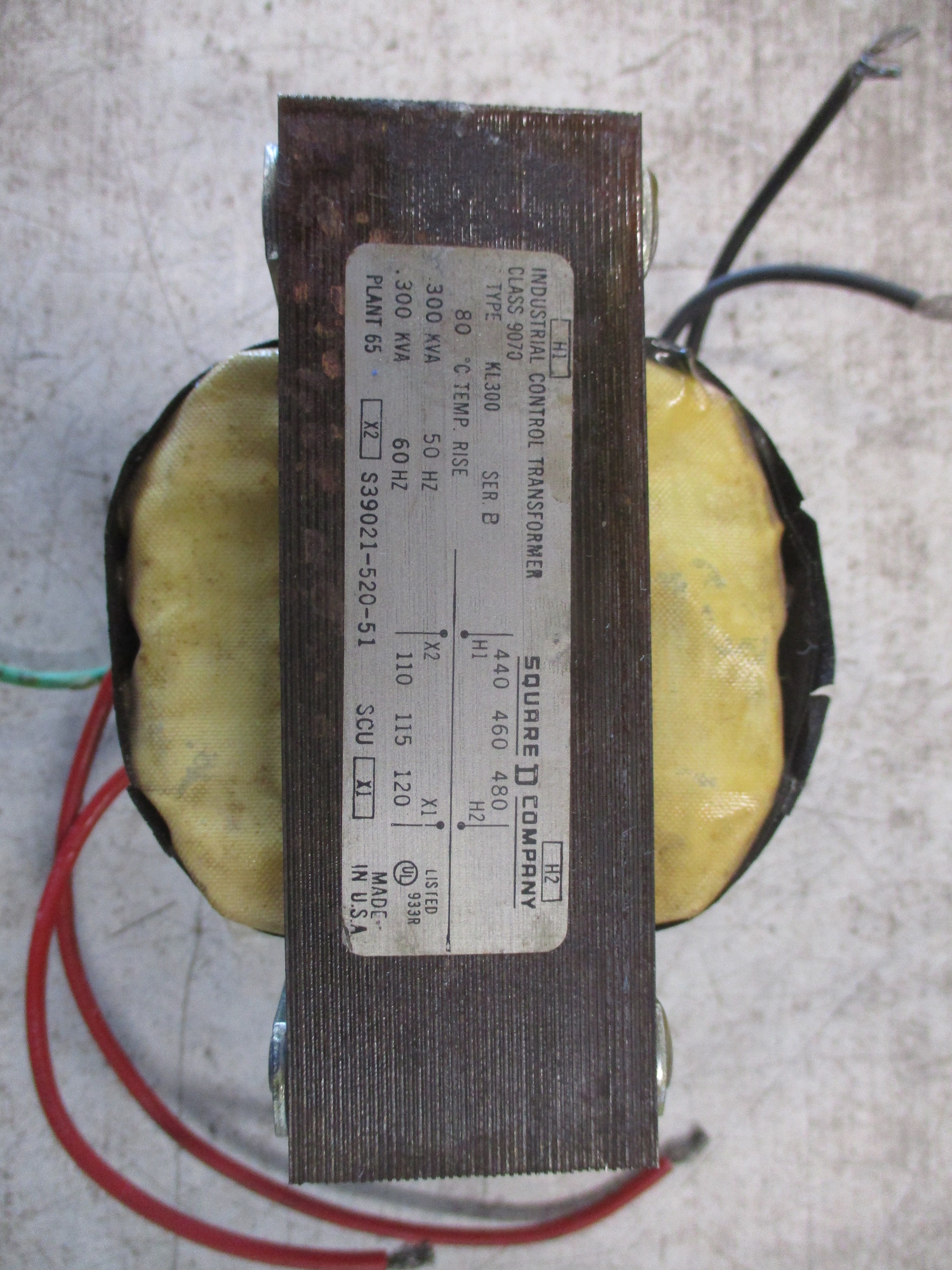 Square D Control Transformer 9070 KL300 Ser. B 0.300KVA Pri: 480V Sec: 120V Used