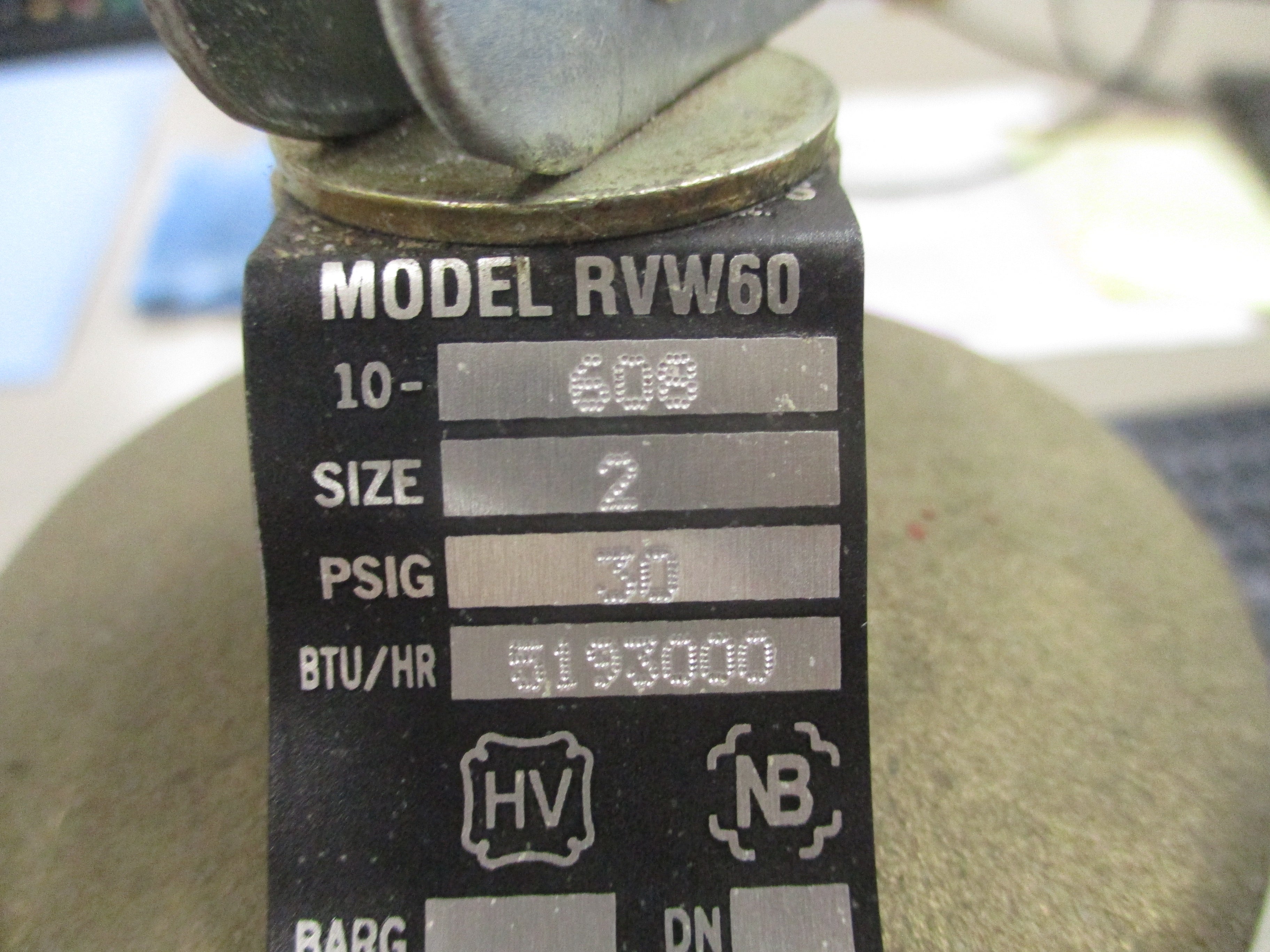 Apallo Bronze Pressure Release Valve RVW60 10-608 Size 2 30 PSIG 5,193,000 BTU