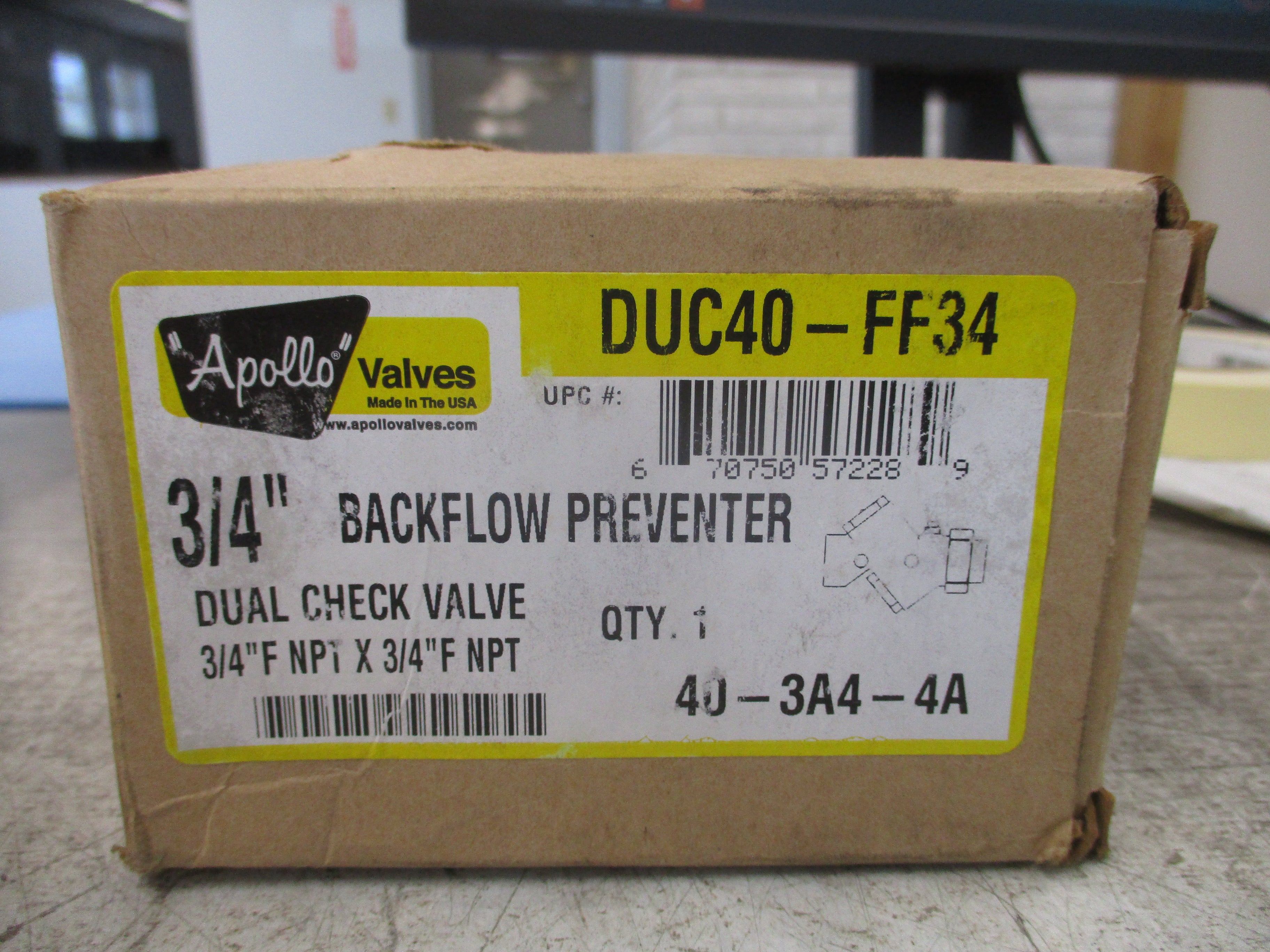 Apollo Backflow Preventer Dual Check Valve DUC40-FF34 3/4" New Surplus