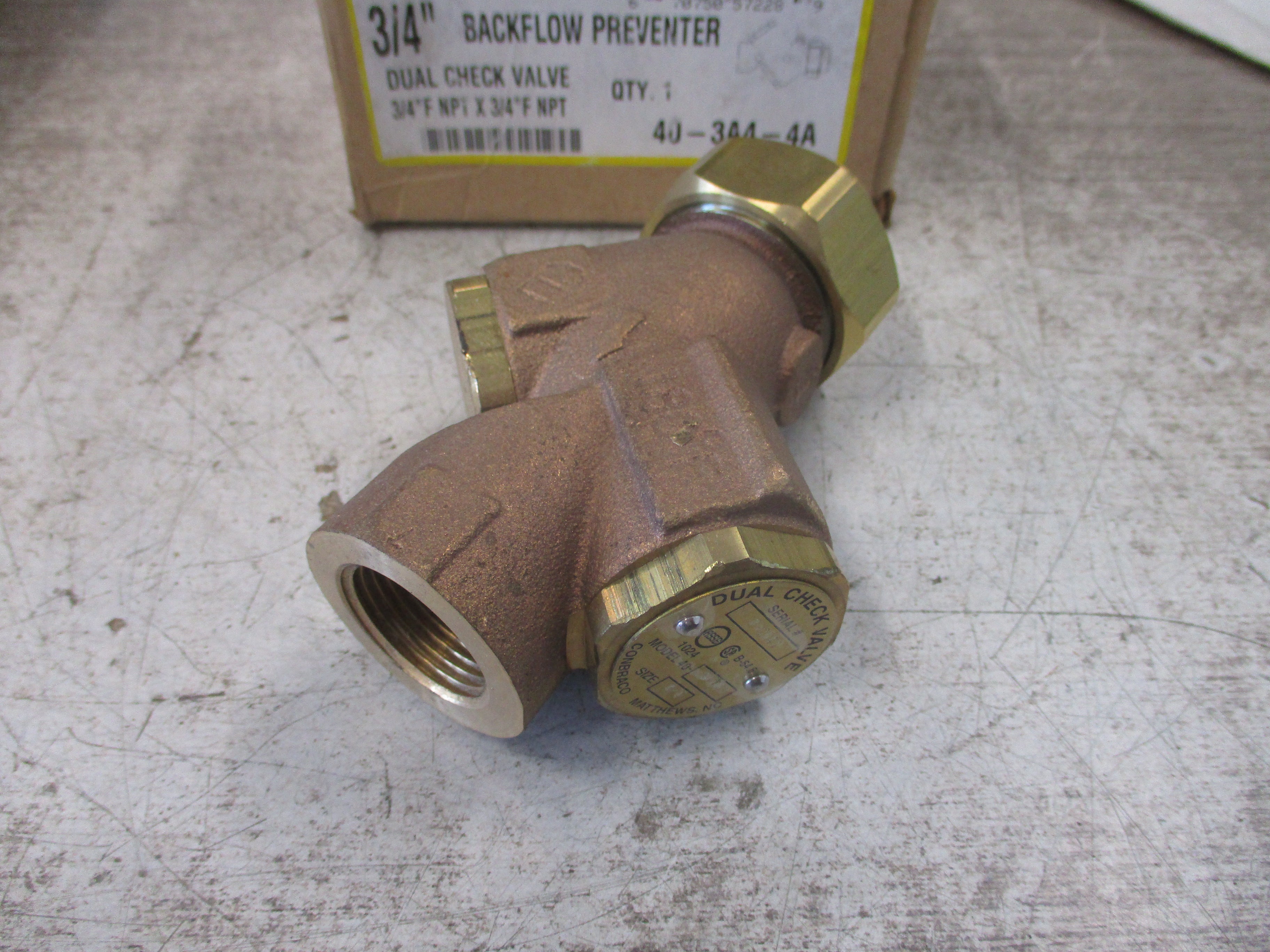 Apollo Backflow Preventer Dual Check Valve DUC40-FF34 3/4" New Surplus